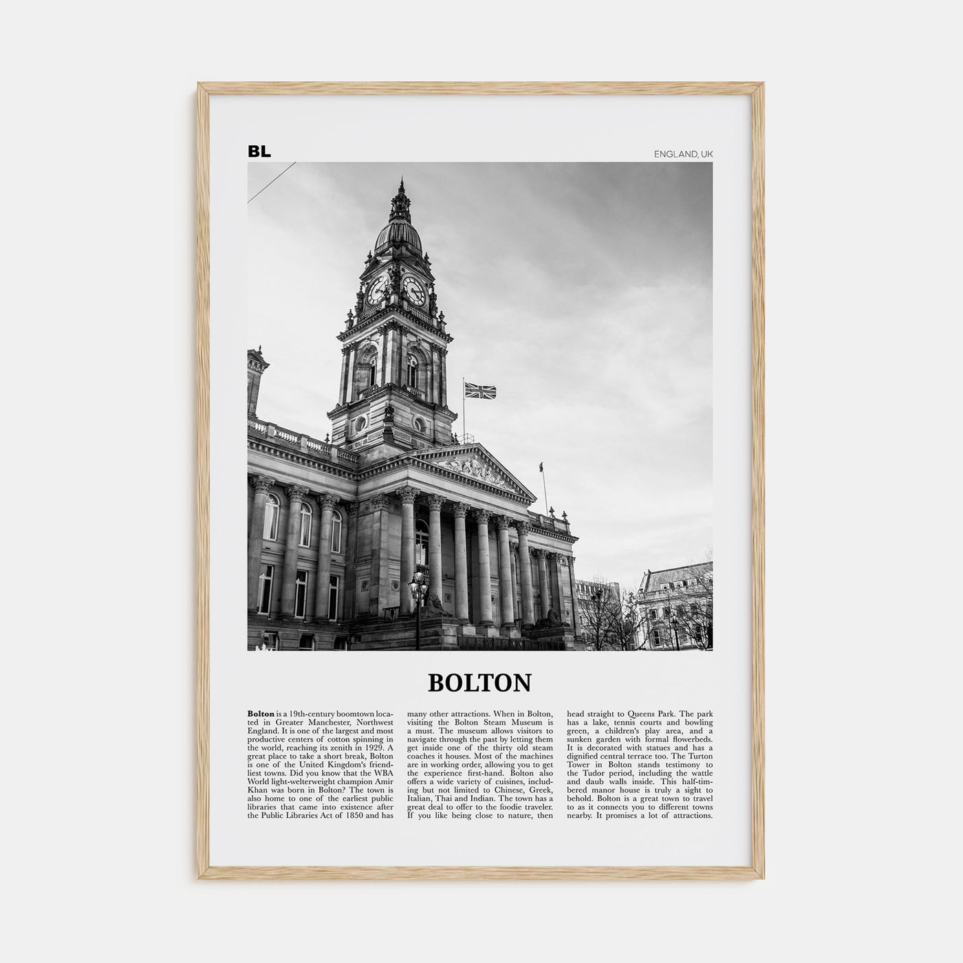 Bolton Travel B&W Poster