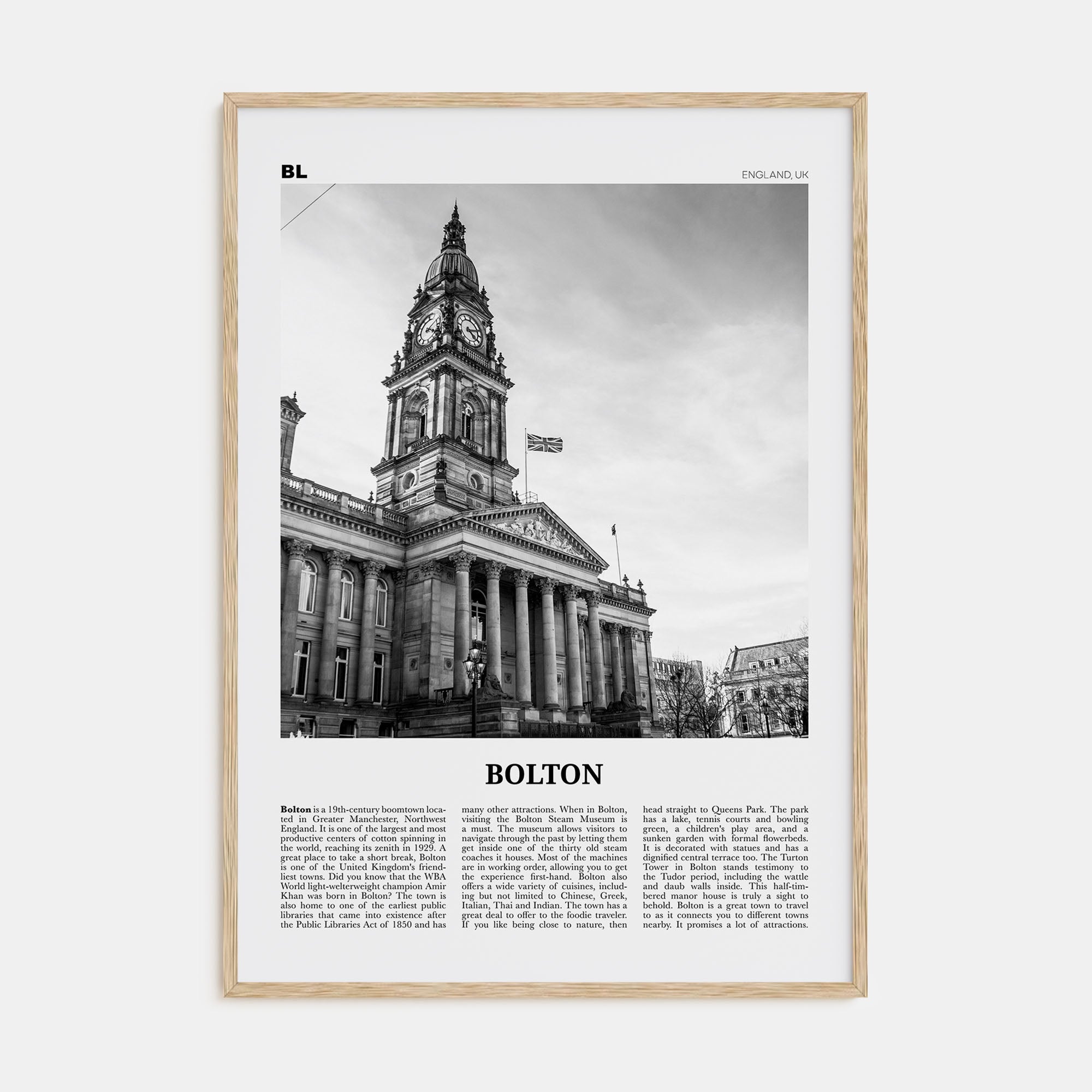 Bolton Travel B&W Poster