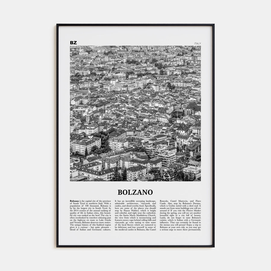 Bolzano Travel B&W Poster