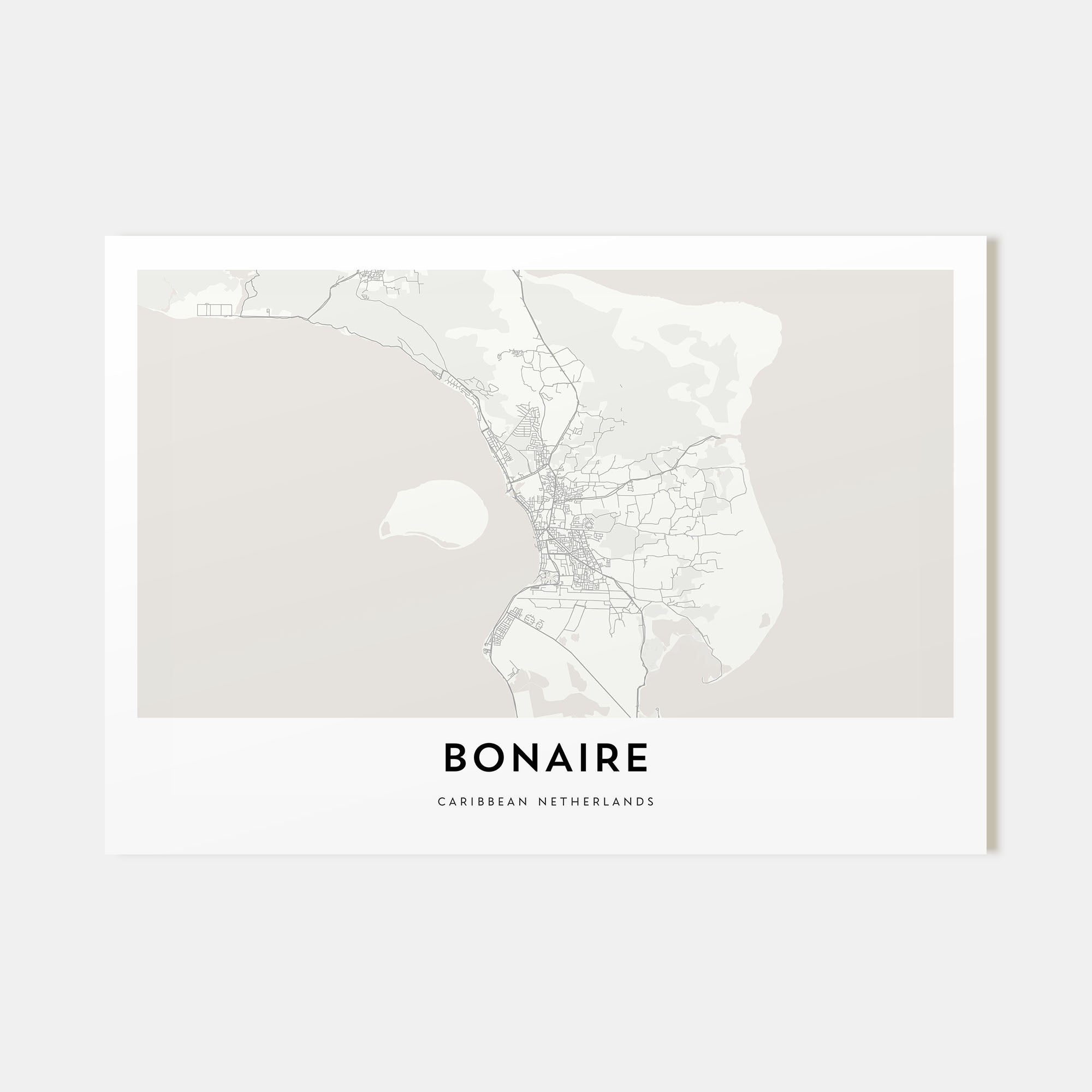 Bonaire Map Landscape Poster