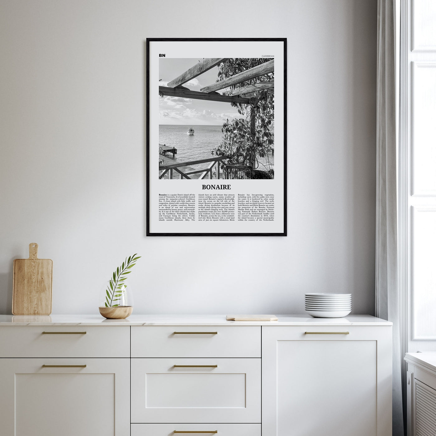 Bonaire Travel B&W Poster