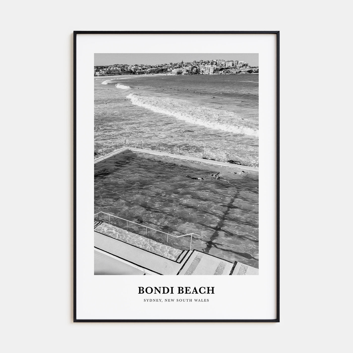 Bondi Beach Portrait B&W No 1 Poster