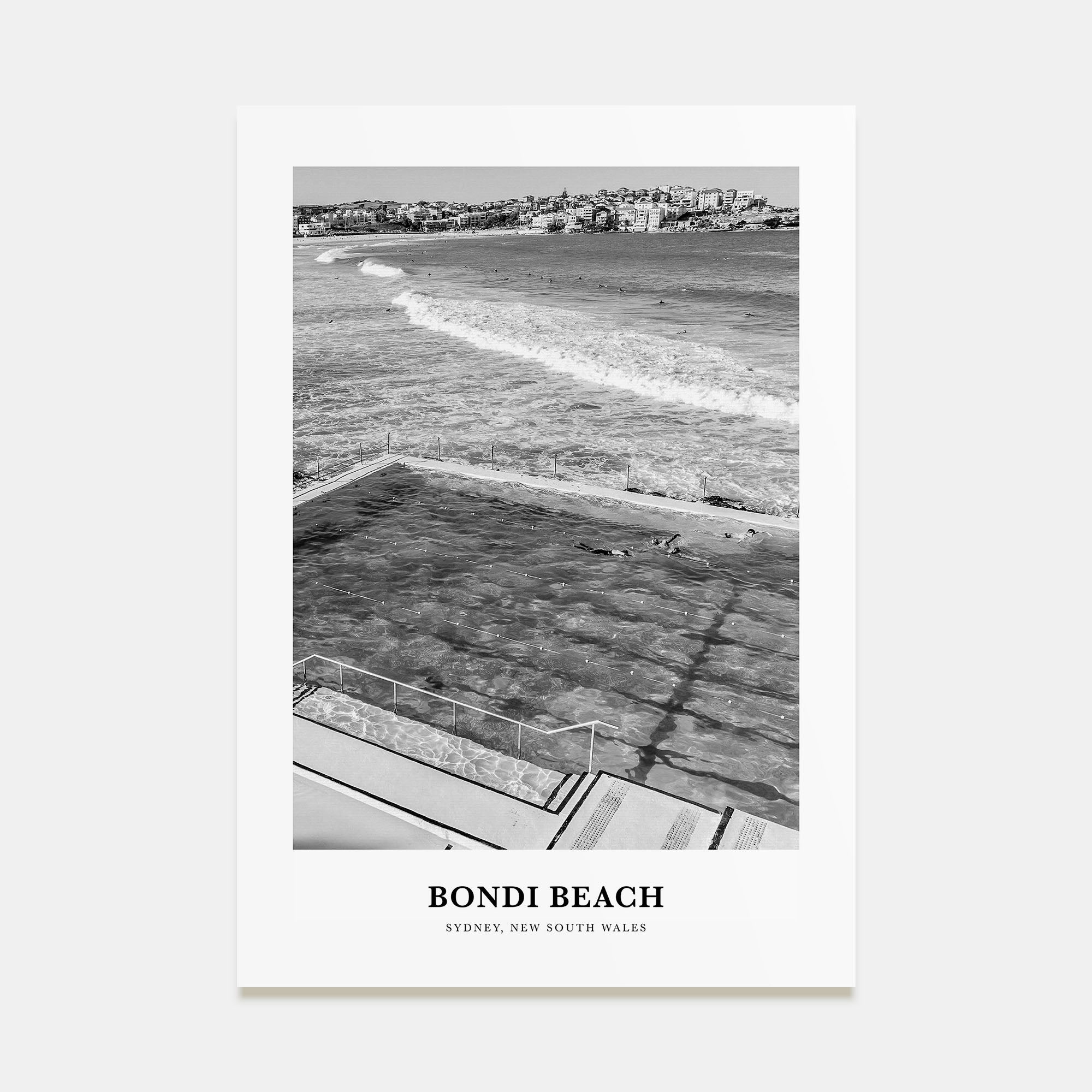 Bondi Beach Portrait B&W No 1 Poster