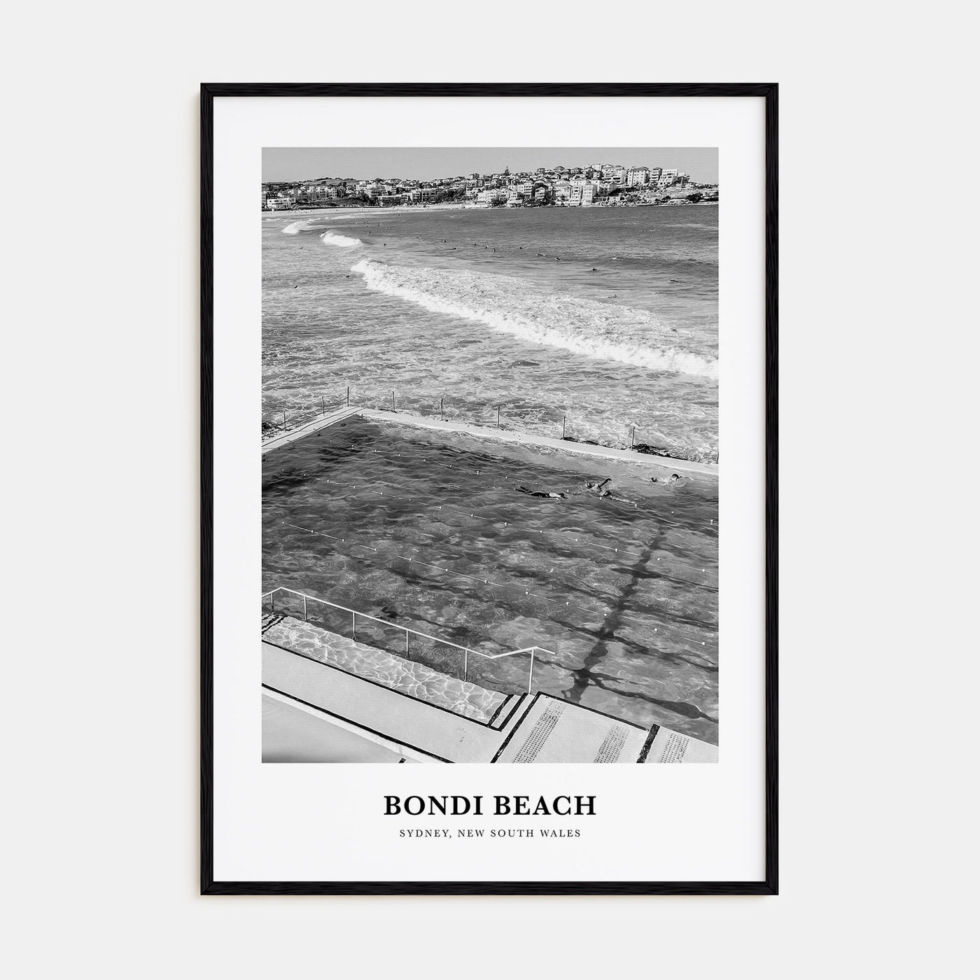 Bondi Beach Portrait B&W No 1 Poster