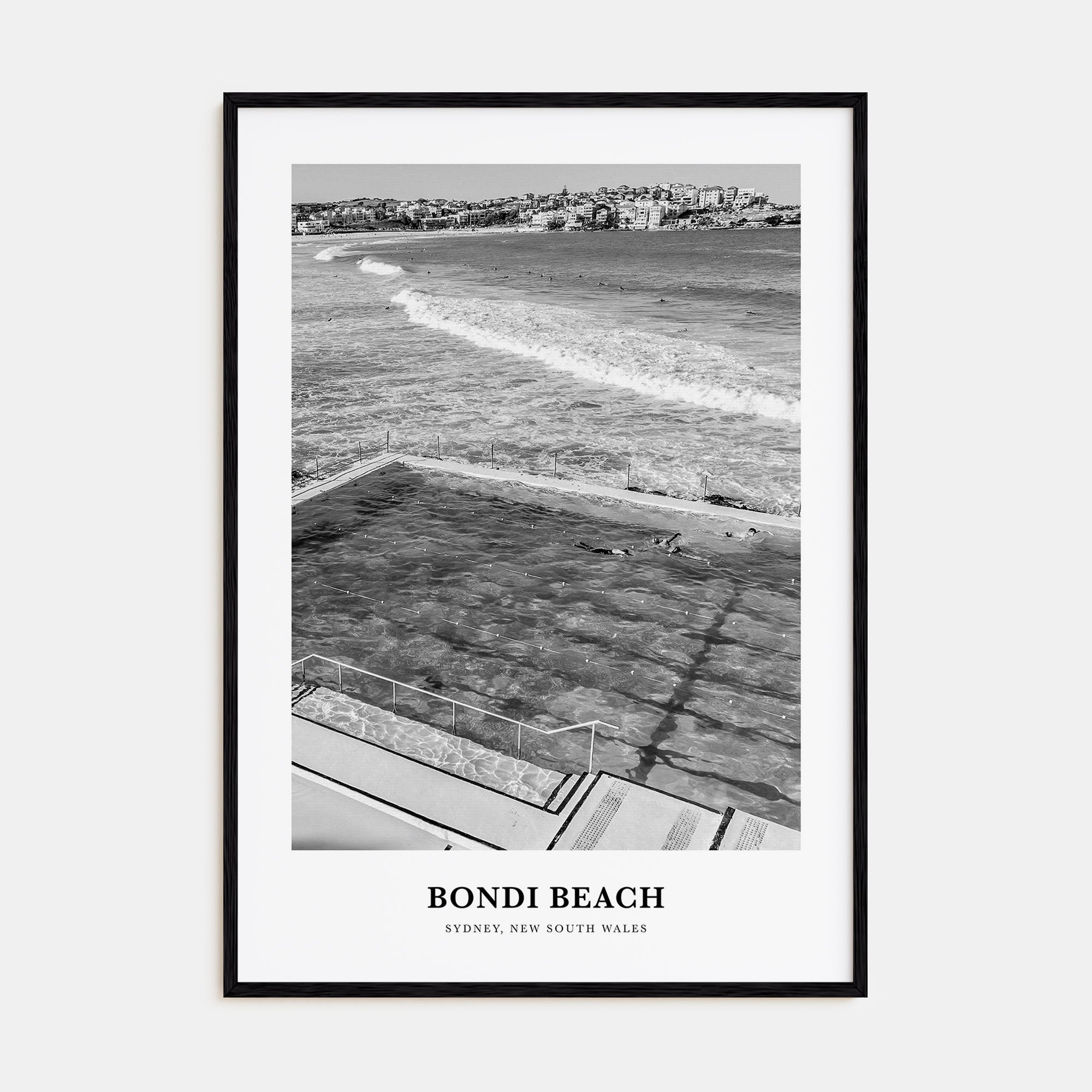 Bondi Beach Portrait B&W No 1 Poster