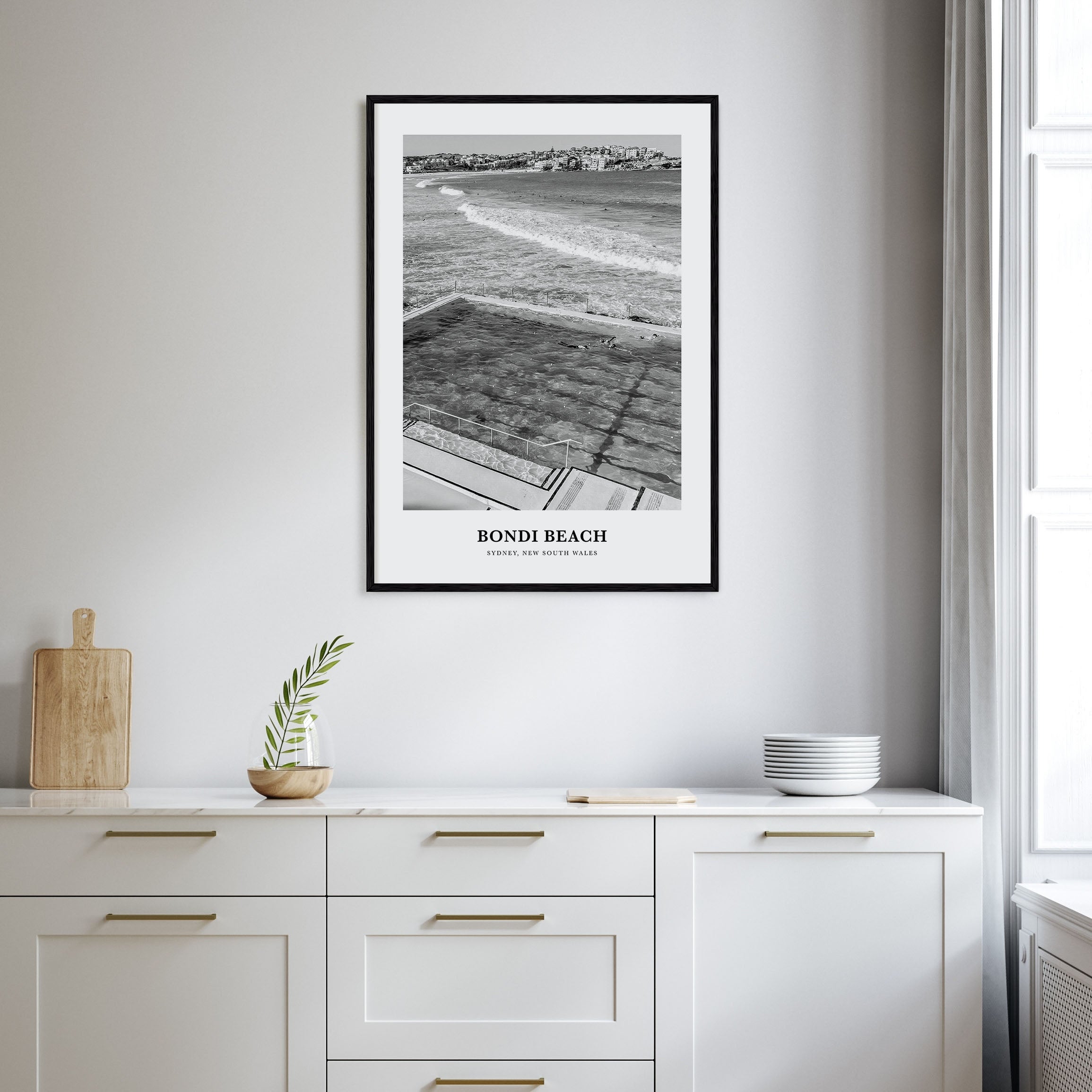 Bondi Beach Portrait B&W No 1 Poster
