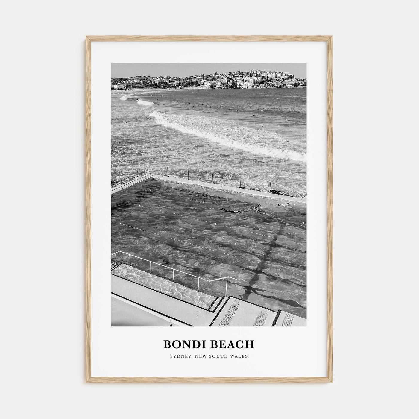 Bondi Beach Portrait B&W No 1 Poster