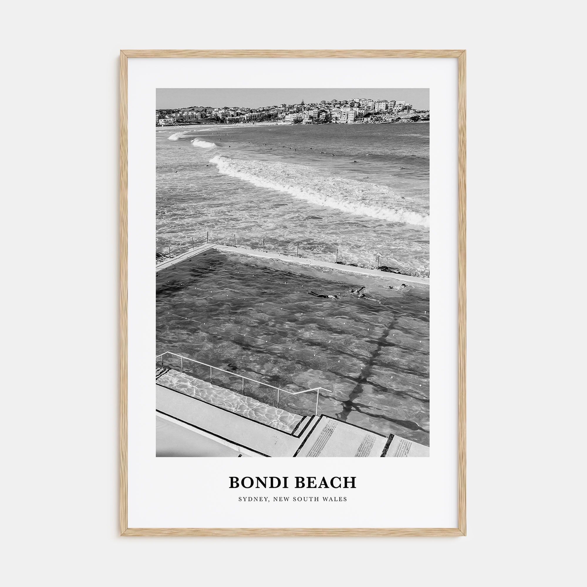 Bondi Beach Portrait B&W No 1 Poster