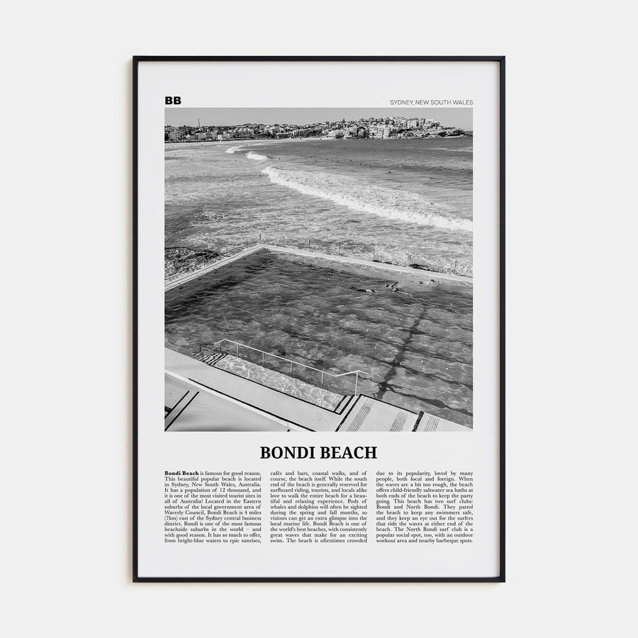 Bondi Beach Travel B&W No 1 Poster