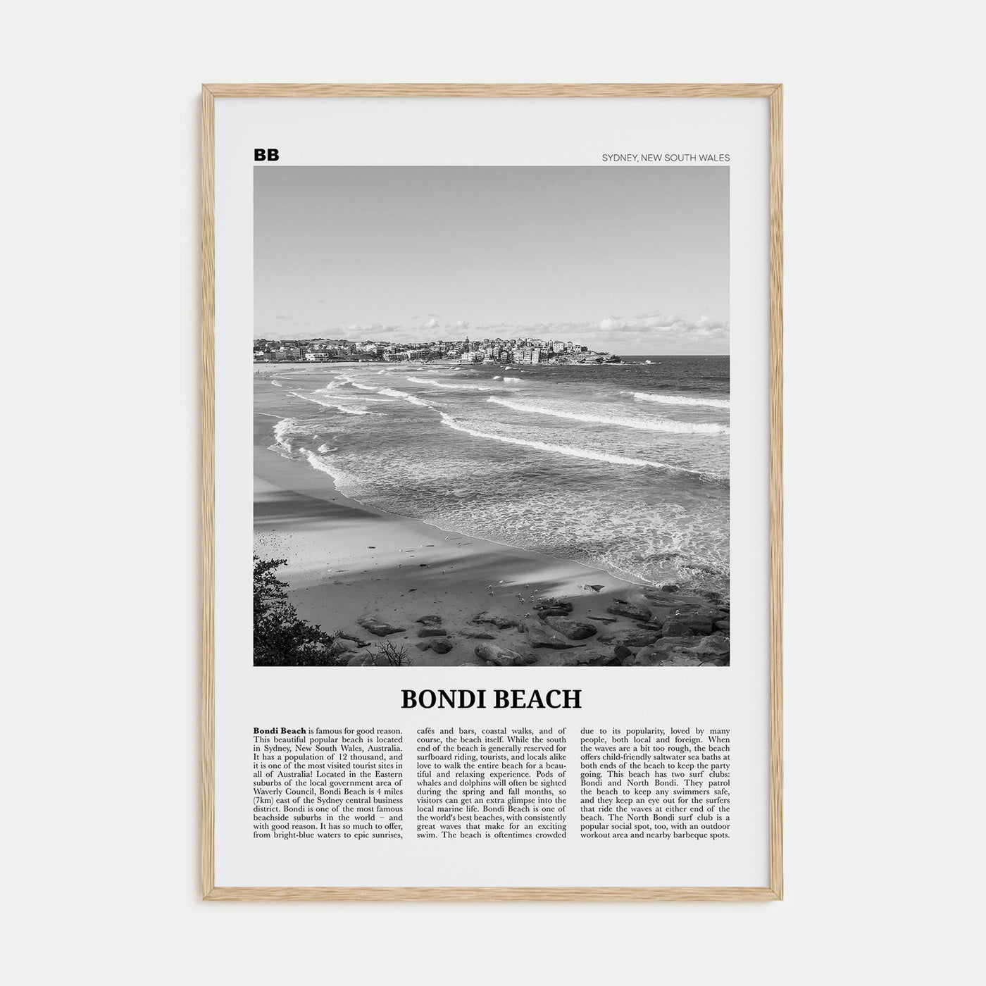 Bondi Beach Travel B&W No 2 Poster