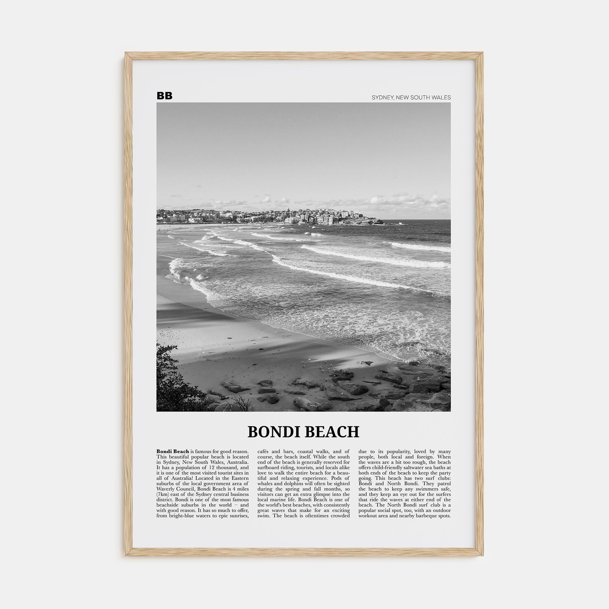 Bondi Beach Travel B&W No 2 Poster