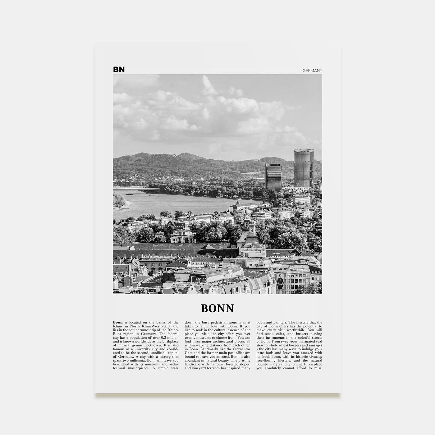Bonn Travel B&W Poster