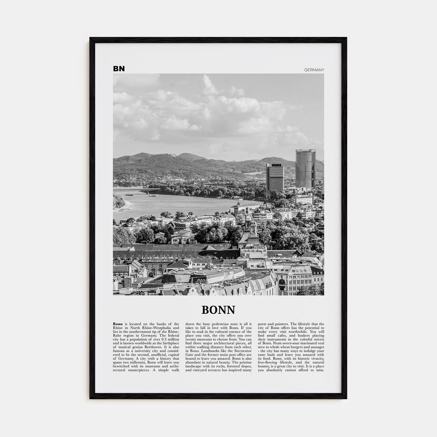 Bonn Travel B&W Poster