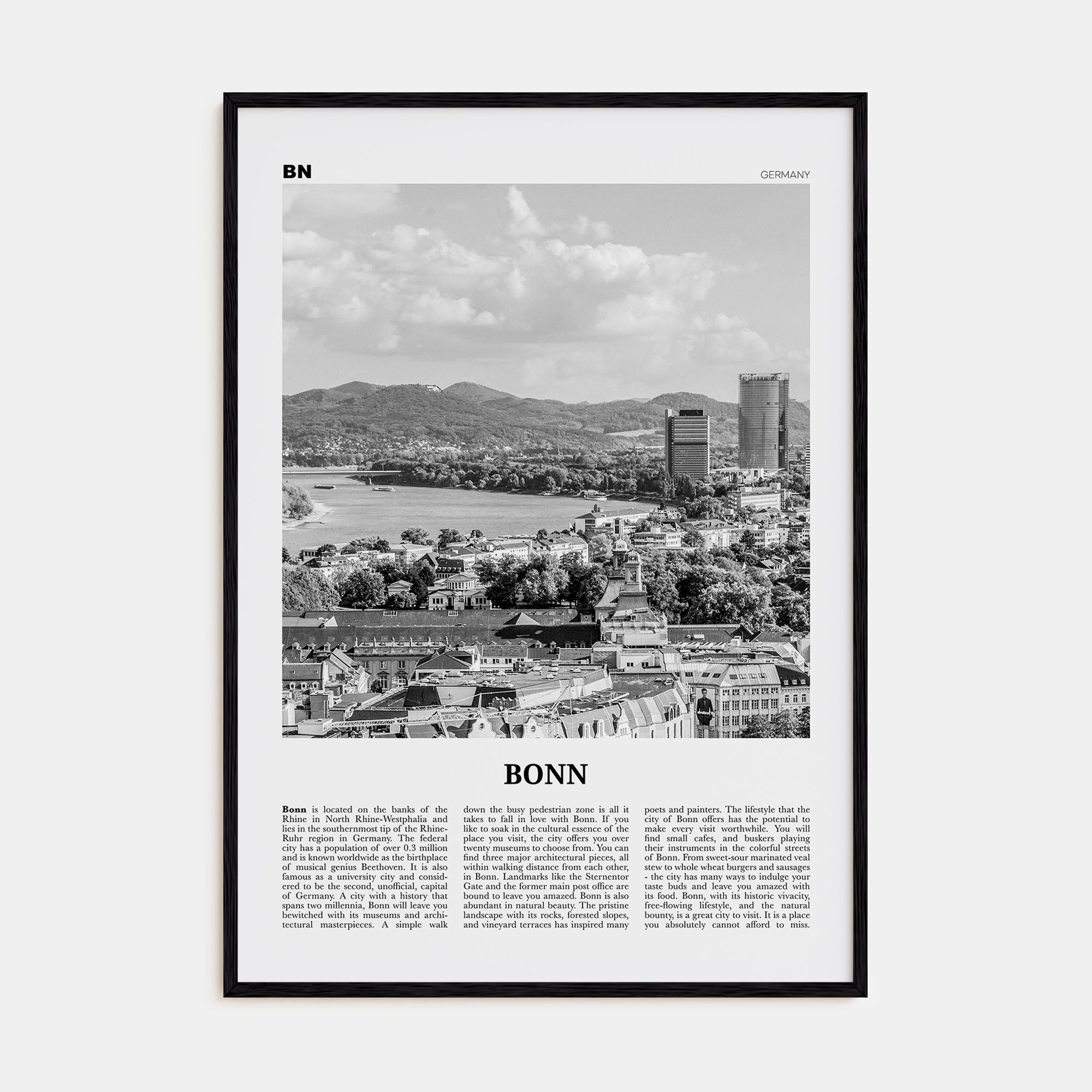 Bonn Travel B&W Poster