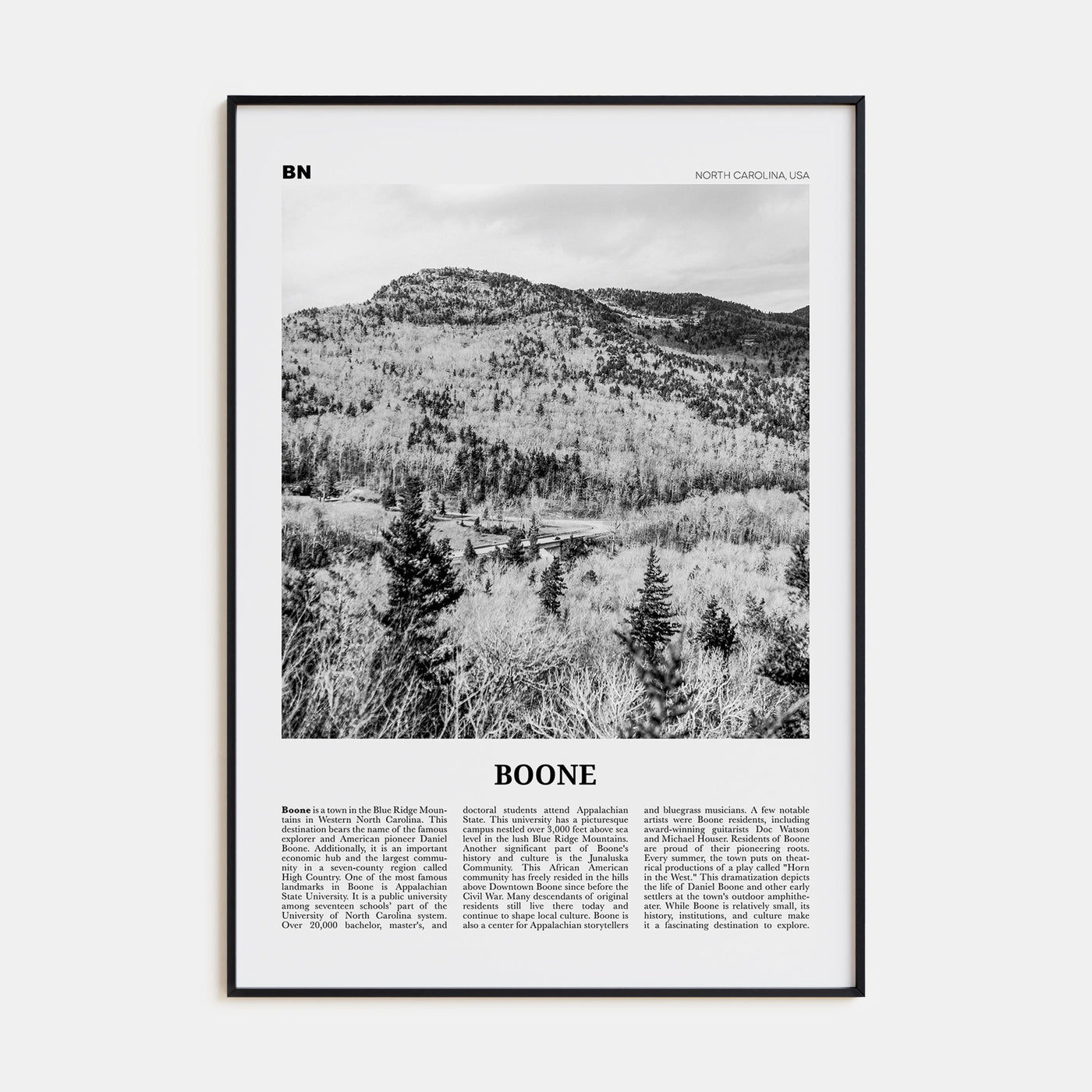 Boone Travel B&W No 2 Poster