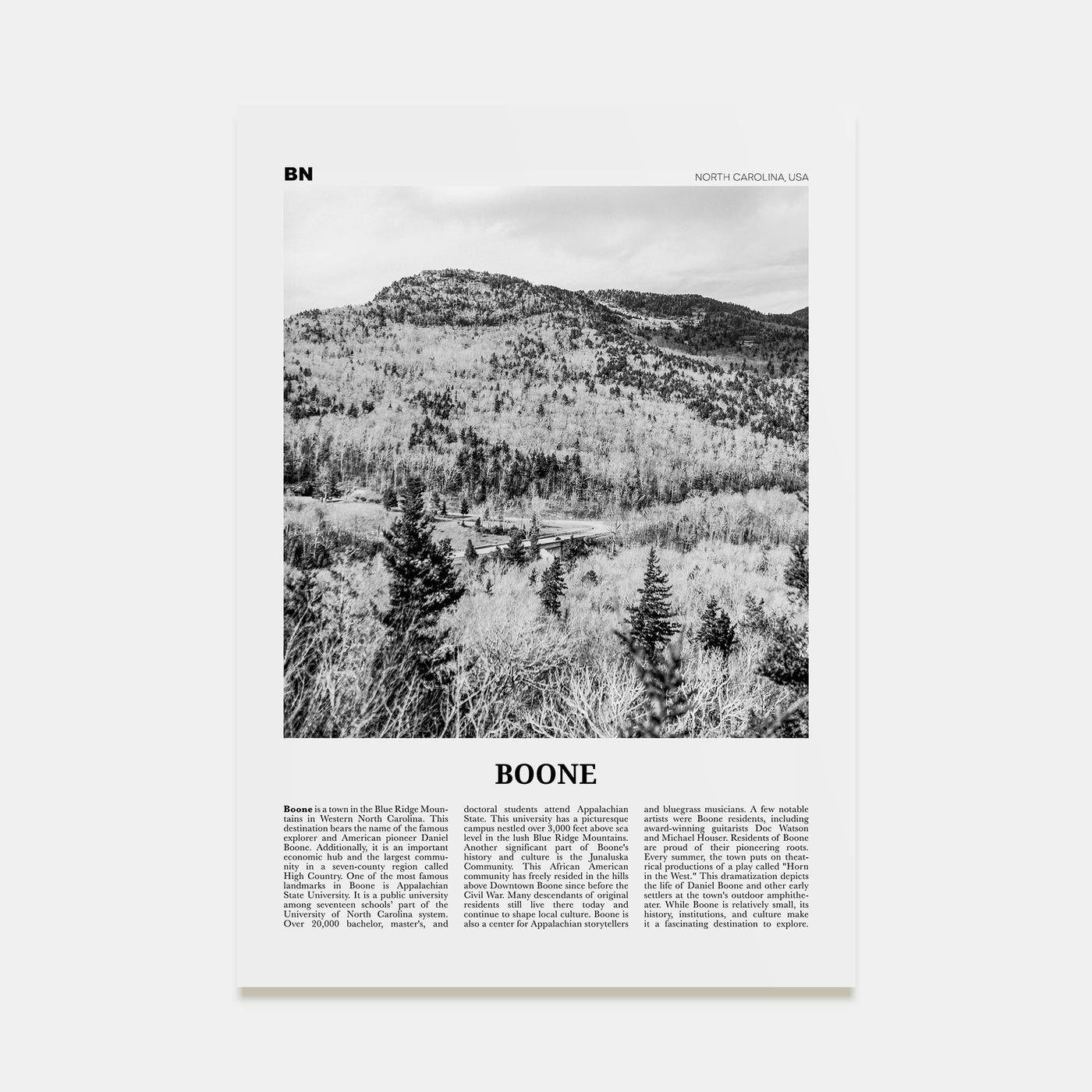 Boone Travel B&W No 2 Poster