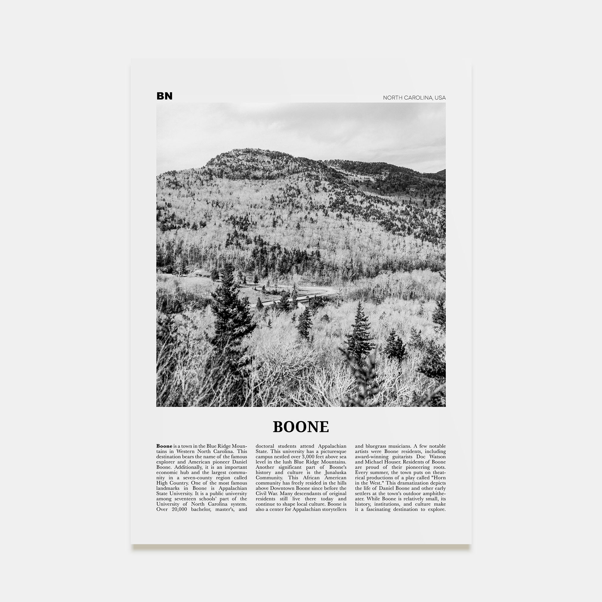 Boone Travel B&W No 2 Poster