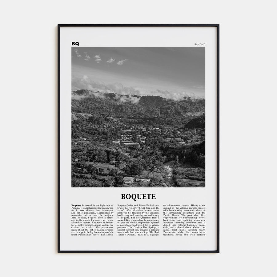 Boquete Travel B&W Poster