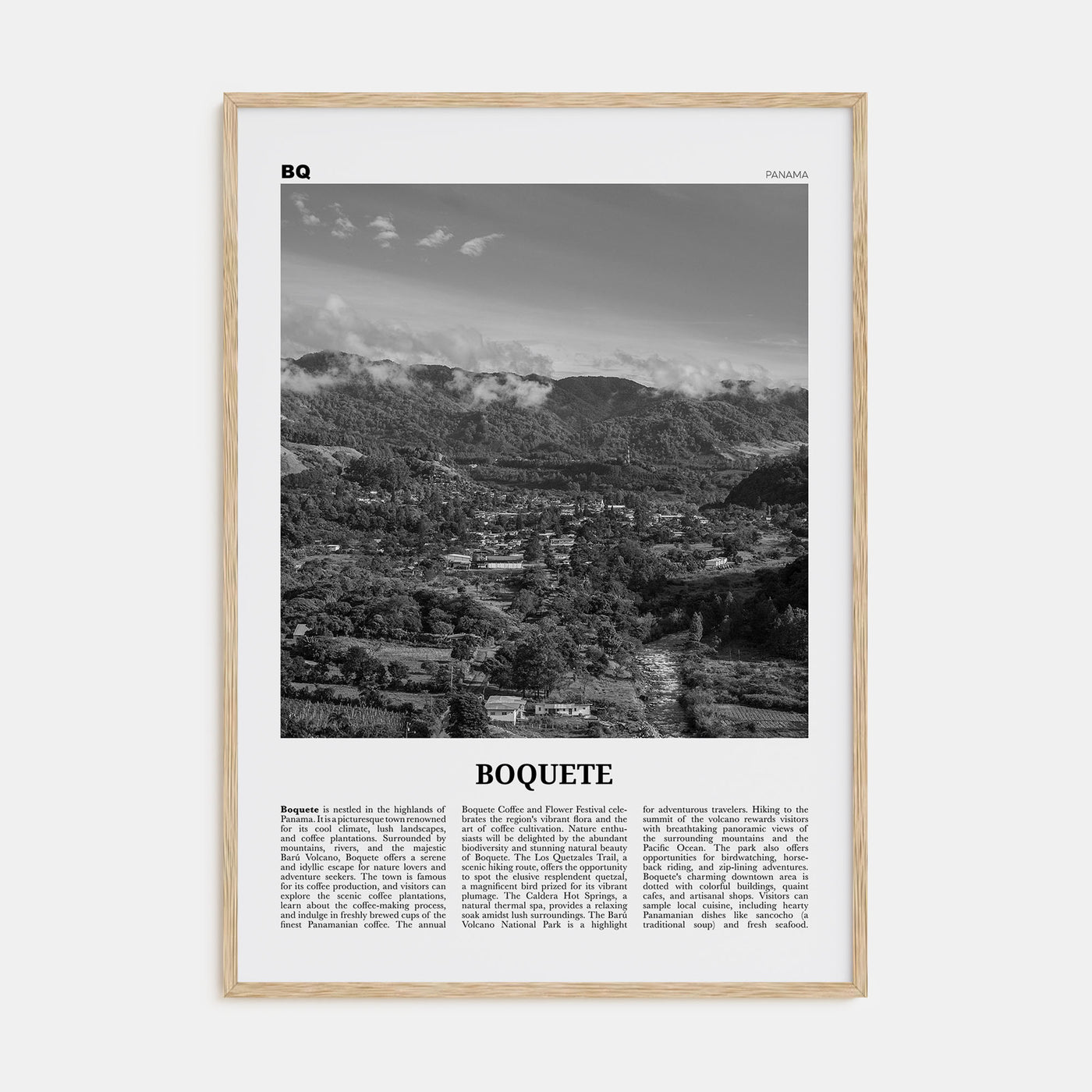 Boquete Travel B&W Poster