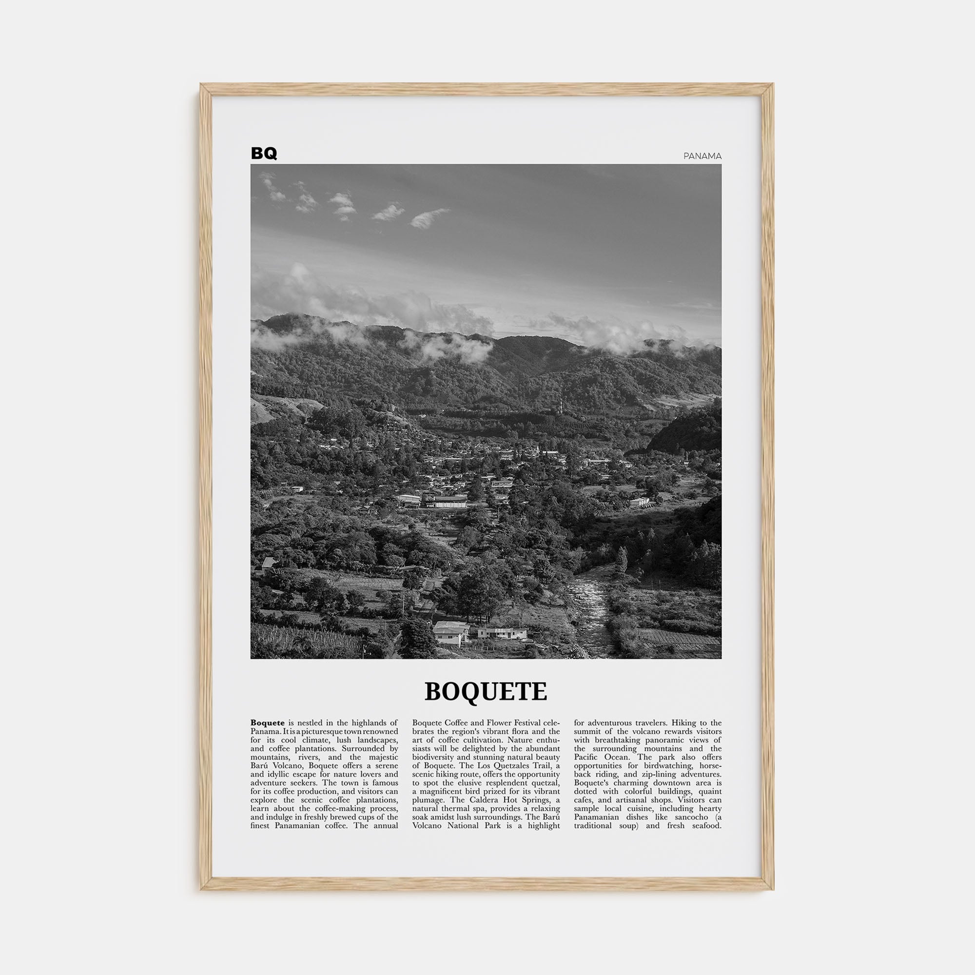 Boquete Travel B&W Poster