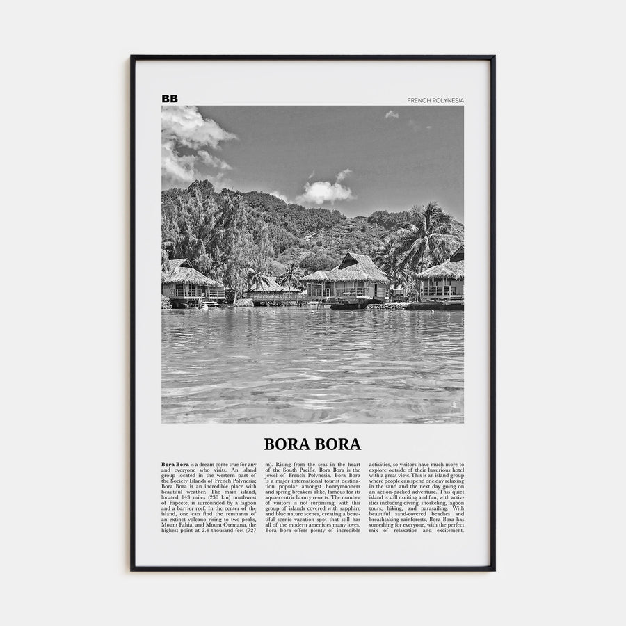 Bora Bora Travel B&W Poster