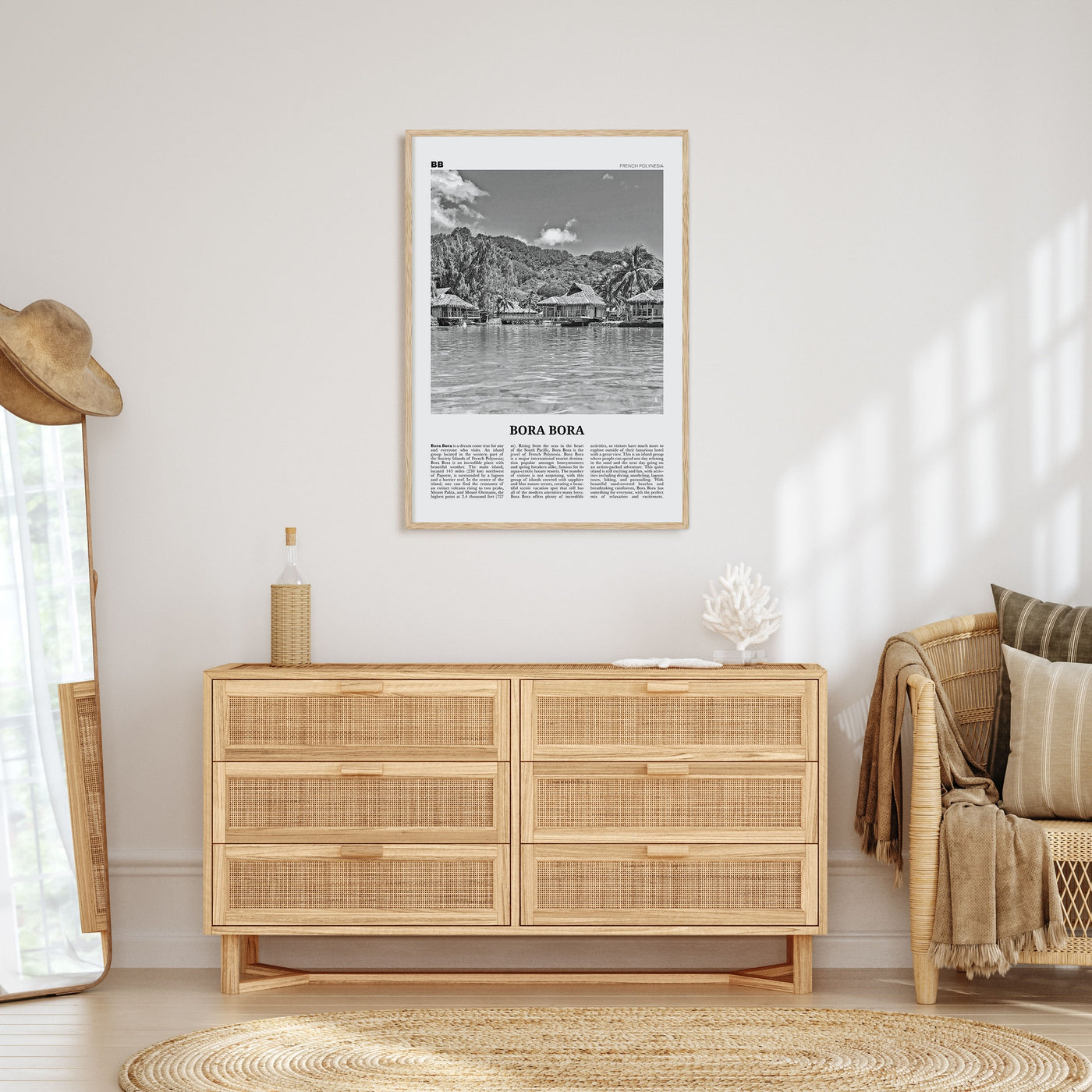 Bora Bora Travel B&W Poster