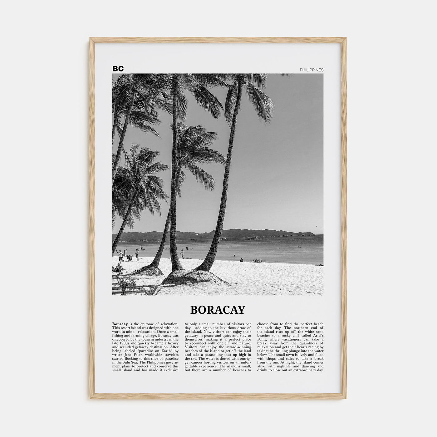 Boracay Travel B&W Poster