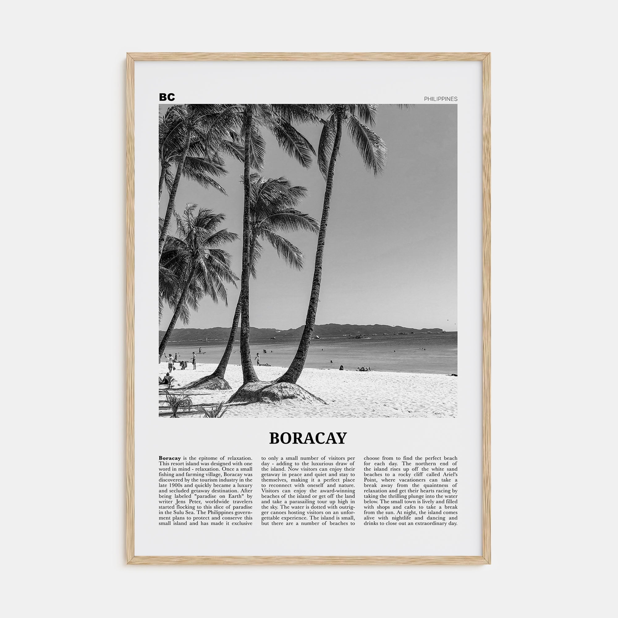 Boracay Travel B&W Poster