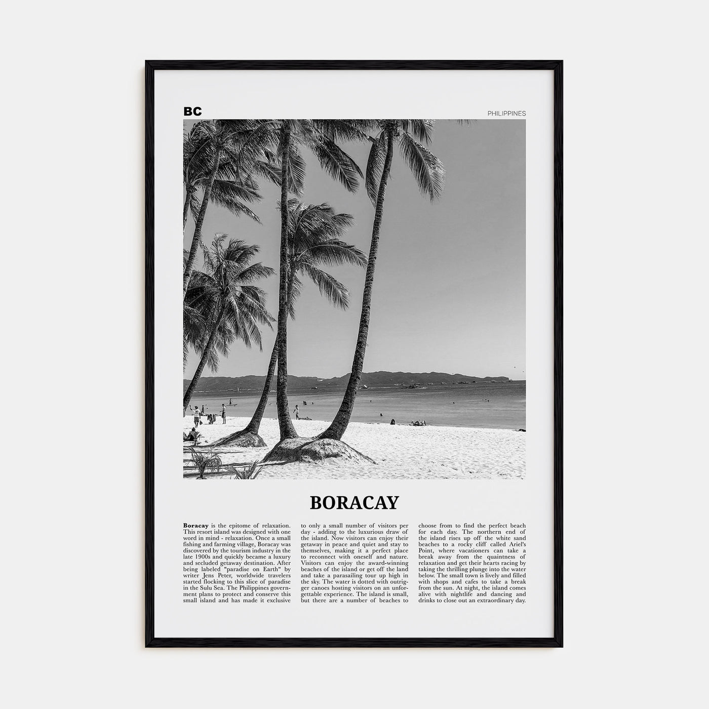 Boracay Travel B&W Poster