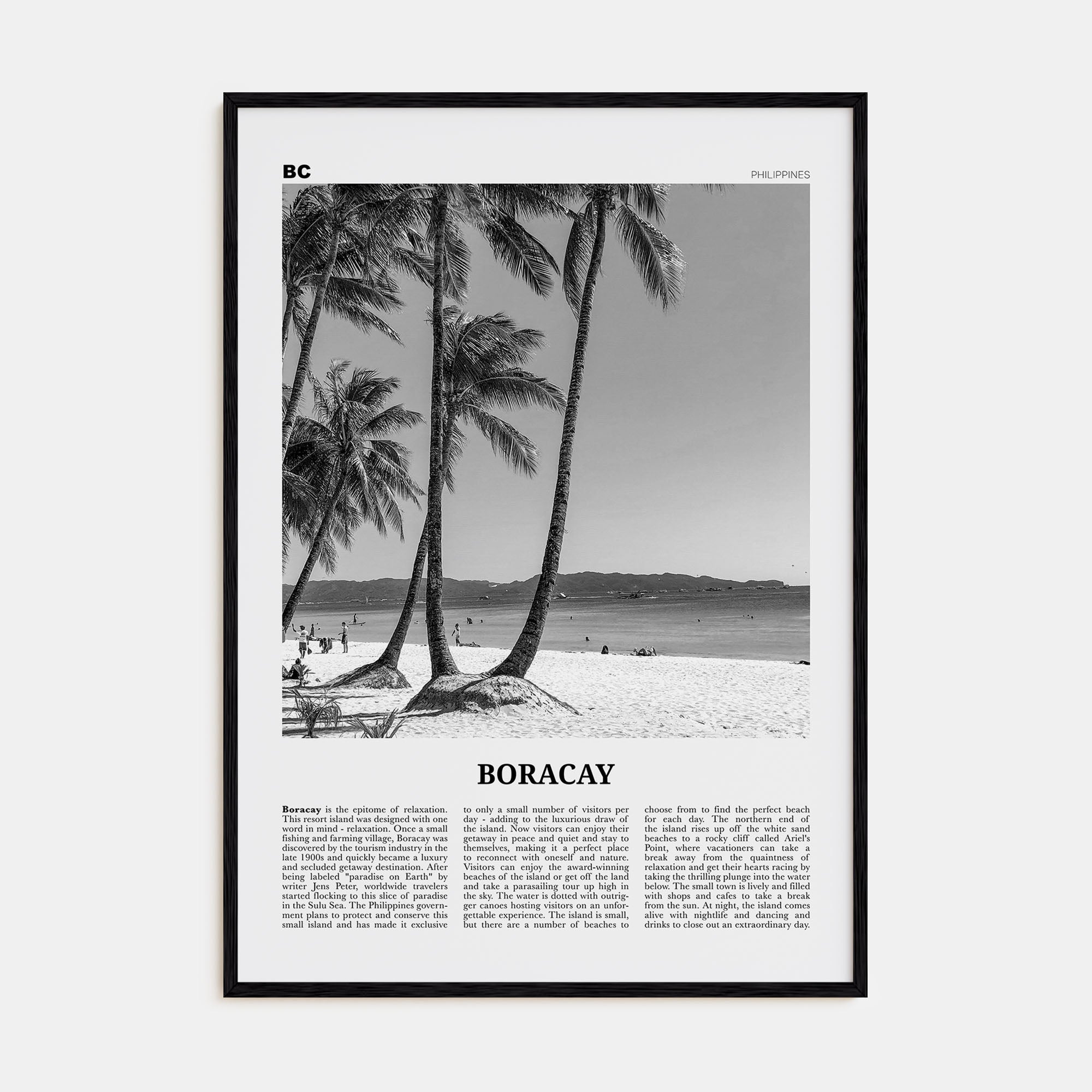 Boracay Travel B&W Poster