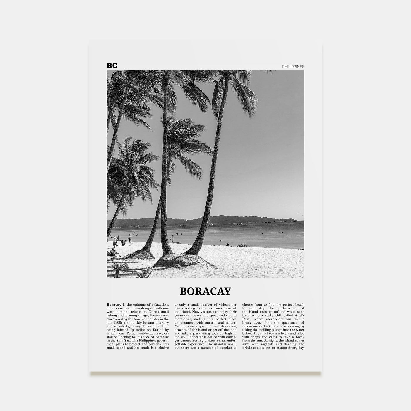 Boracay Travel B&W Poster