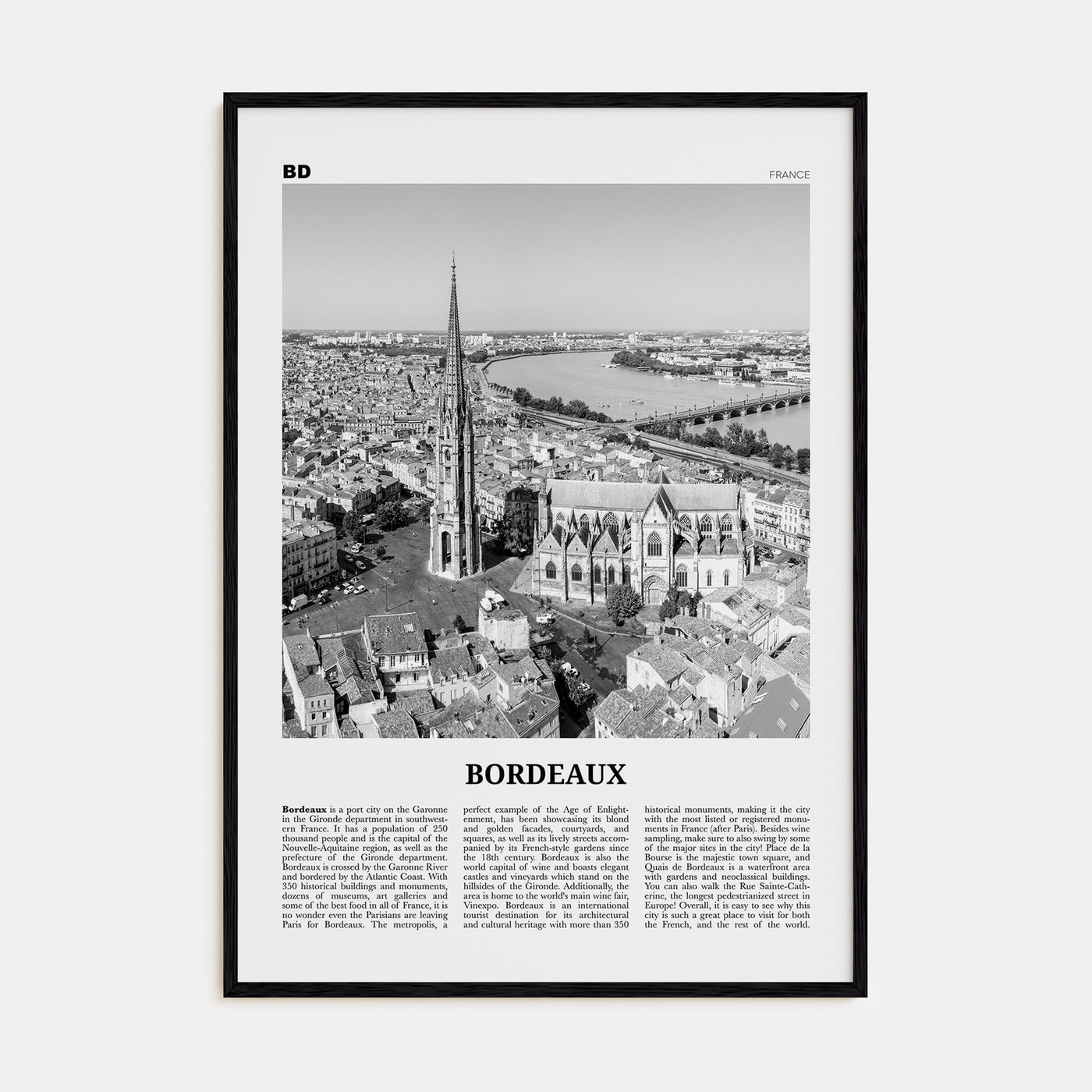 Bordeaux Travel B&W No 1 Poster
