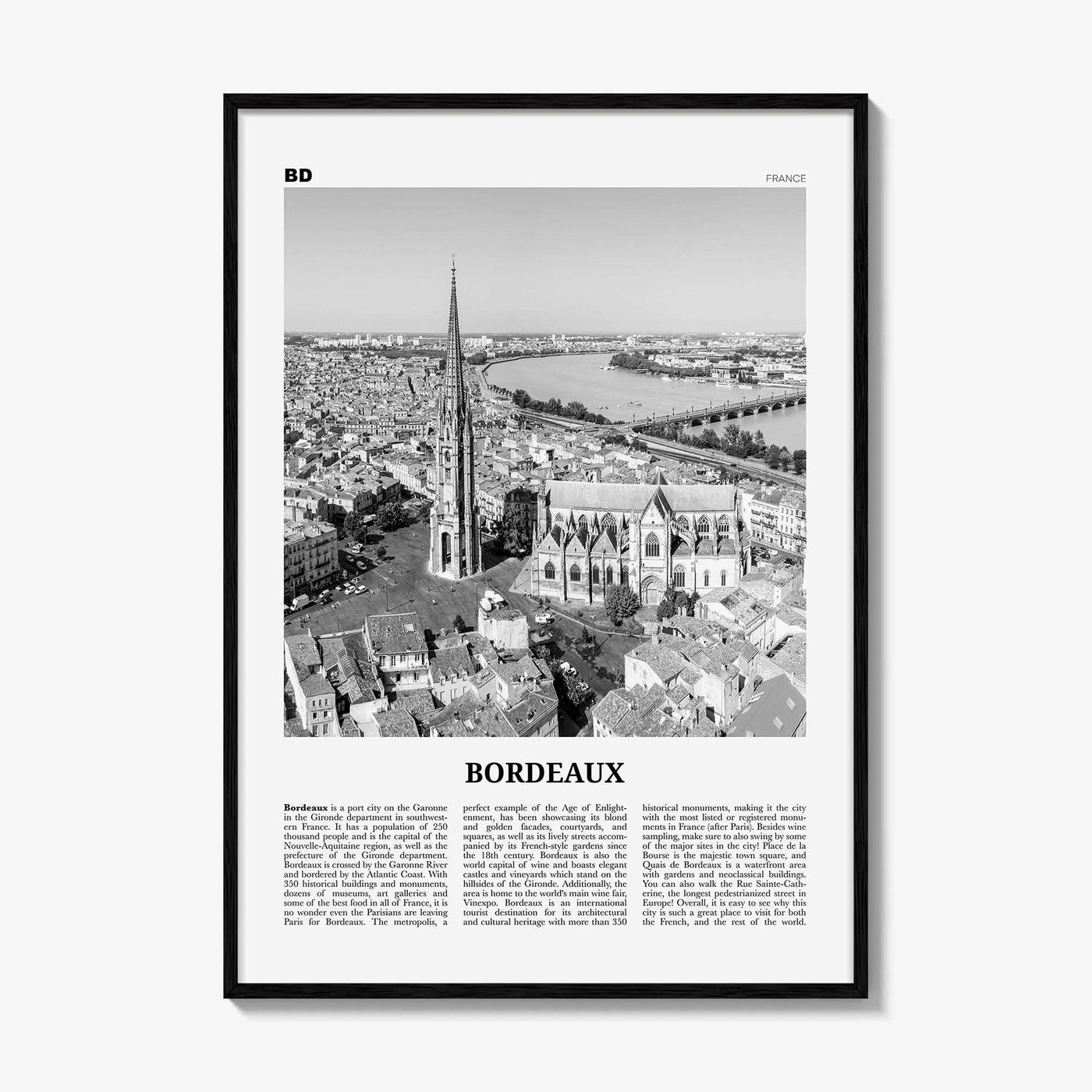 Bordeaux Print Black and White No 1, Bordeaux Wall Art, Bordeaux Poster, Bordeaux Photo, Bordeaux Wall Décor, France, Bordèu, Gironde