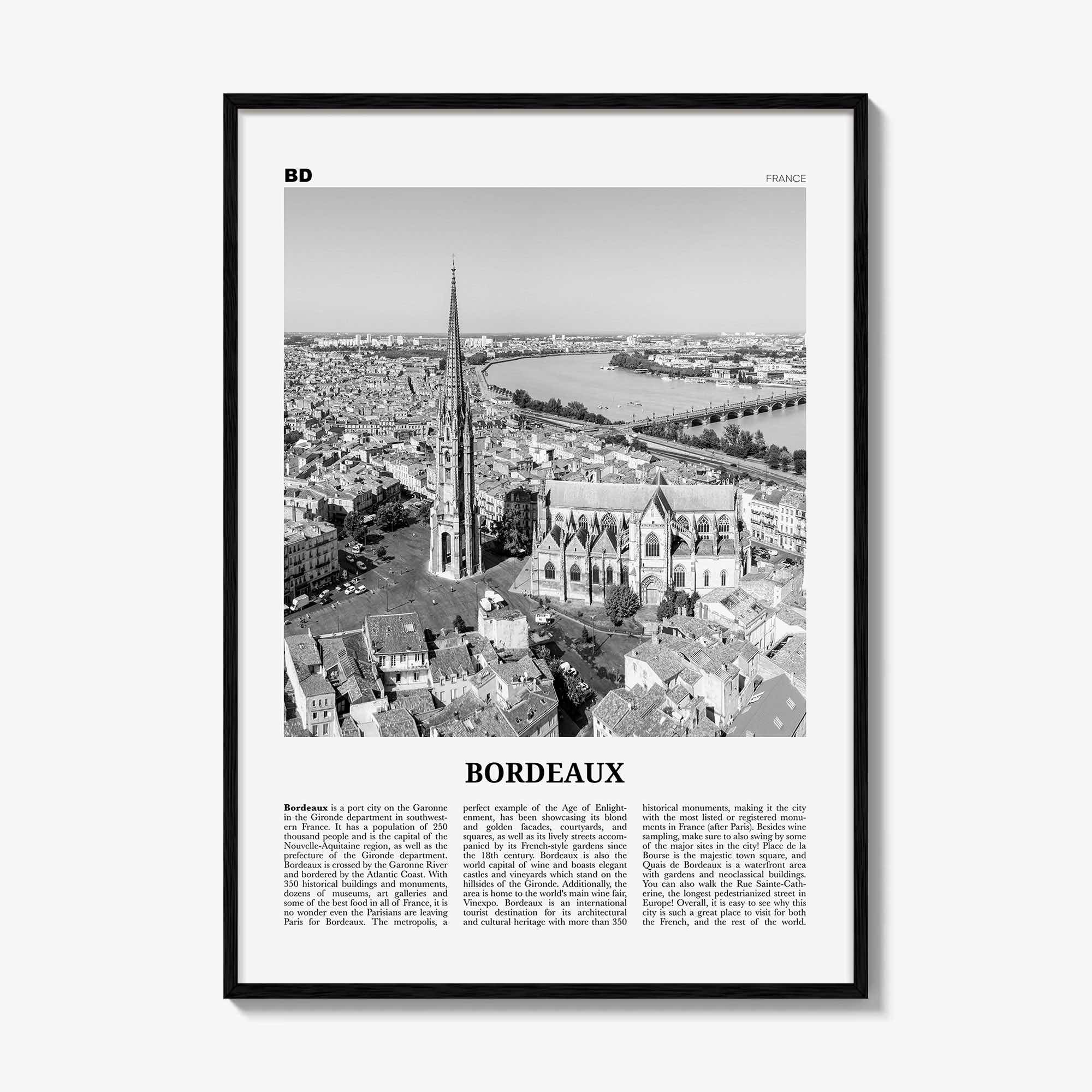 Bordeaux Print Black and White No 1, Bordeaux Wall Art, Bordeaux Poster, Bordeaux Photo, Bordeaux Wall Décor, France, Bordèu, Gironde