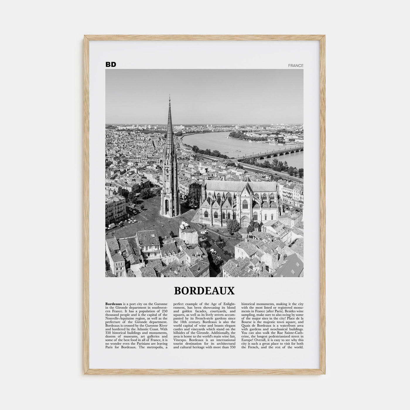 Bordeaux Travel B&W No 1 Poster