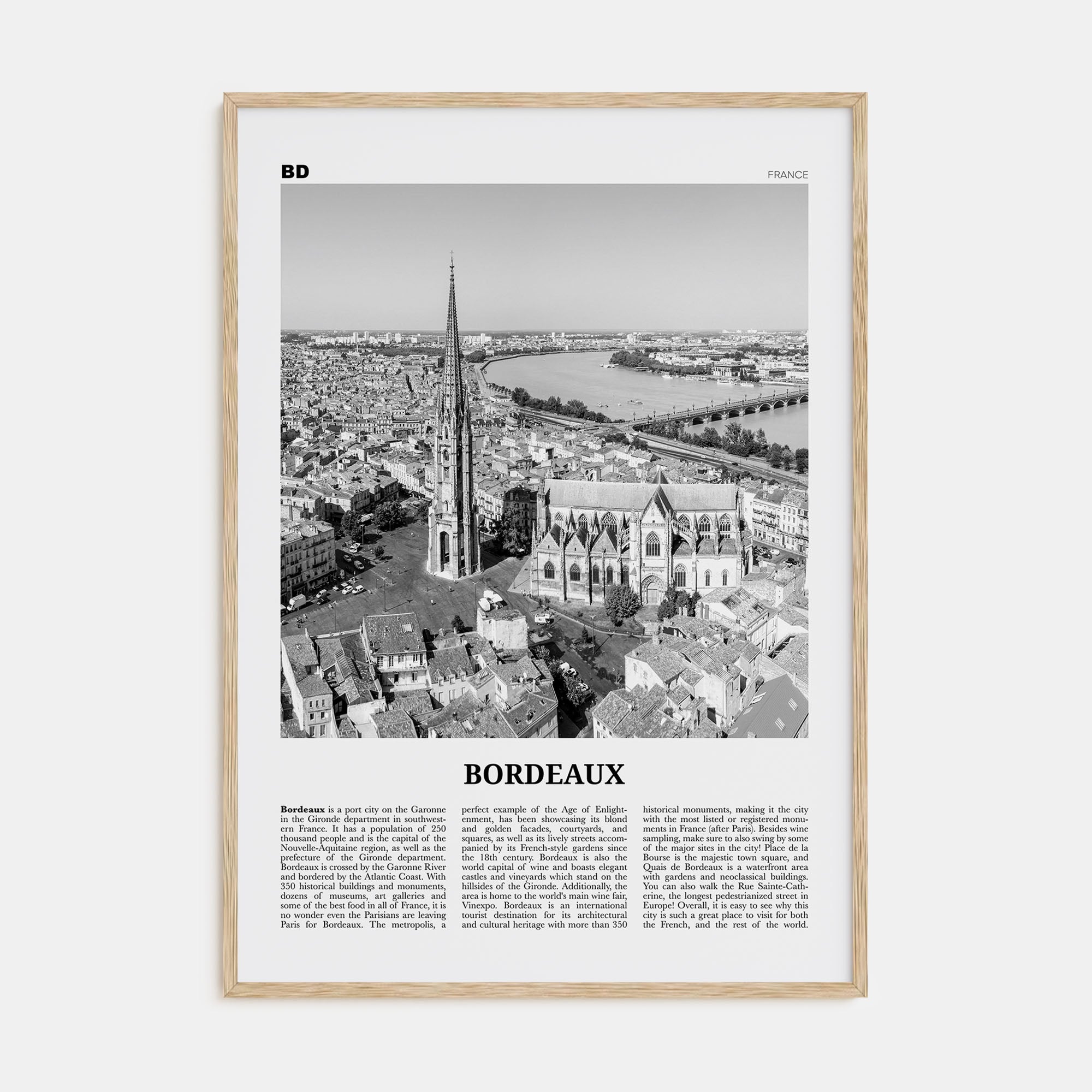 Bordeaux Travel B&W No 1 Poster