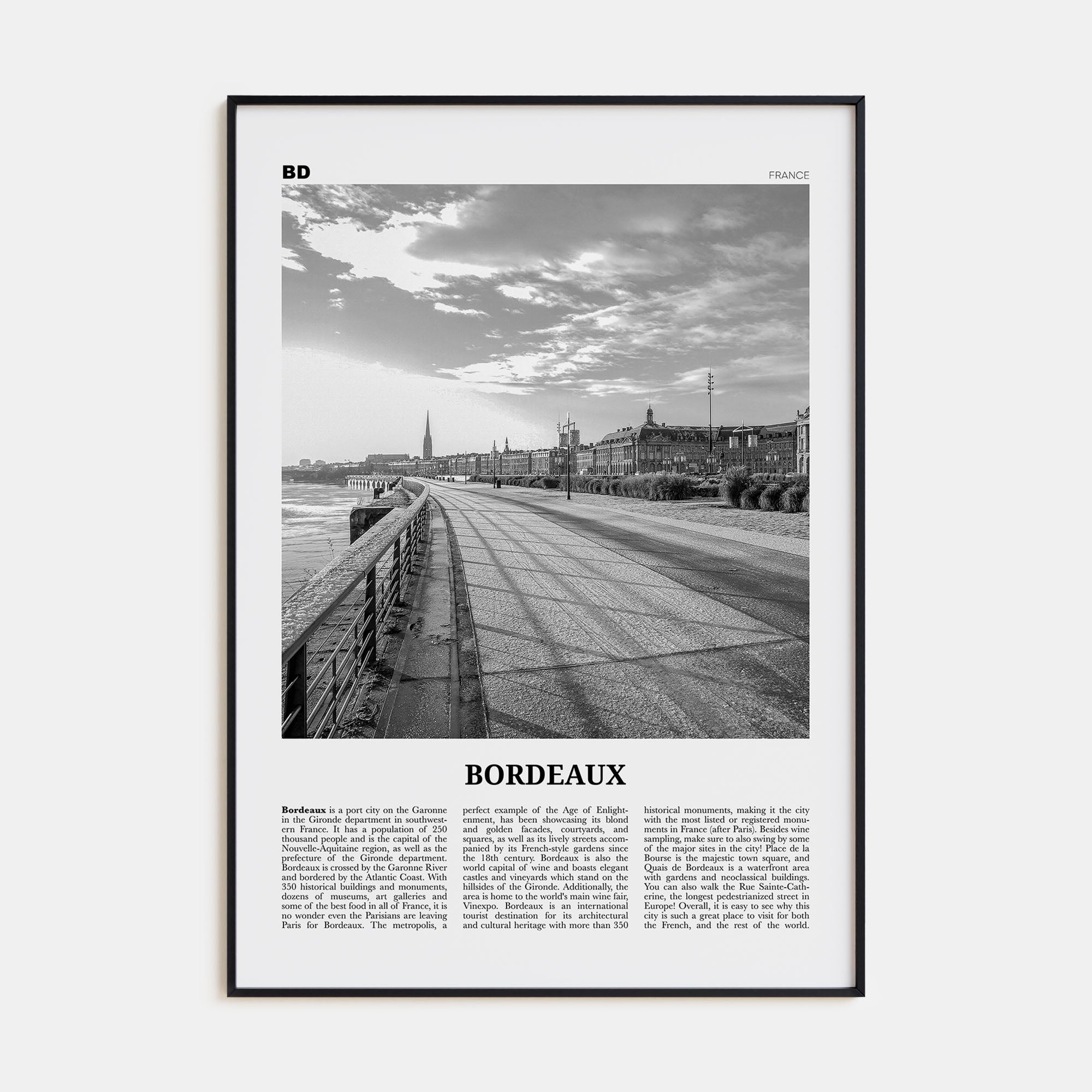 Bordeaux Travel B&W No 2 Poster