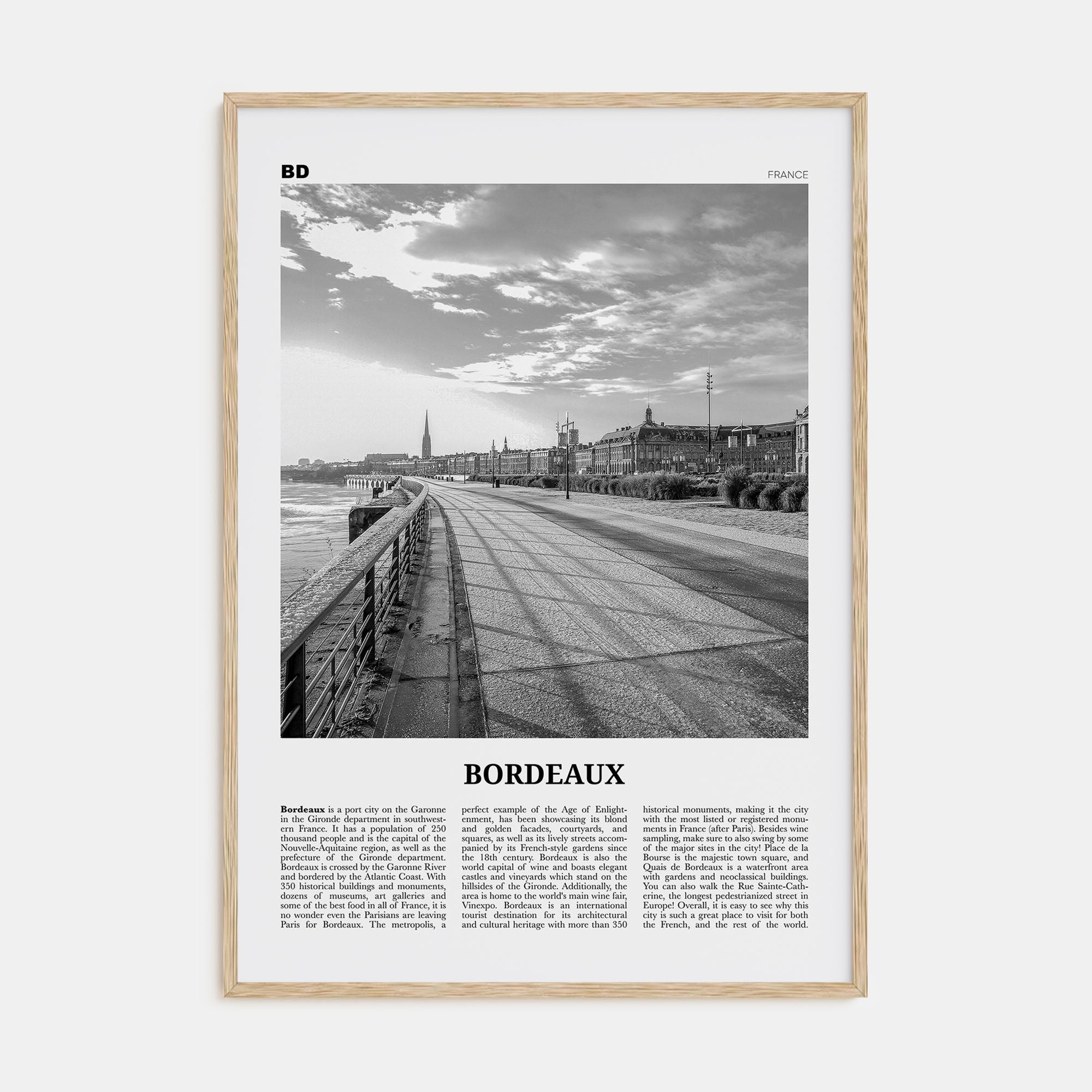 Bordeaux Travel B&W No 2 Poster