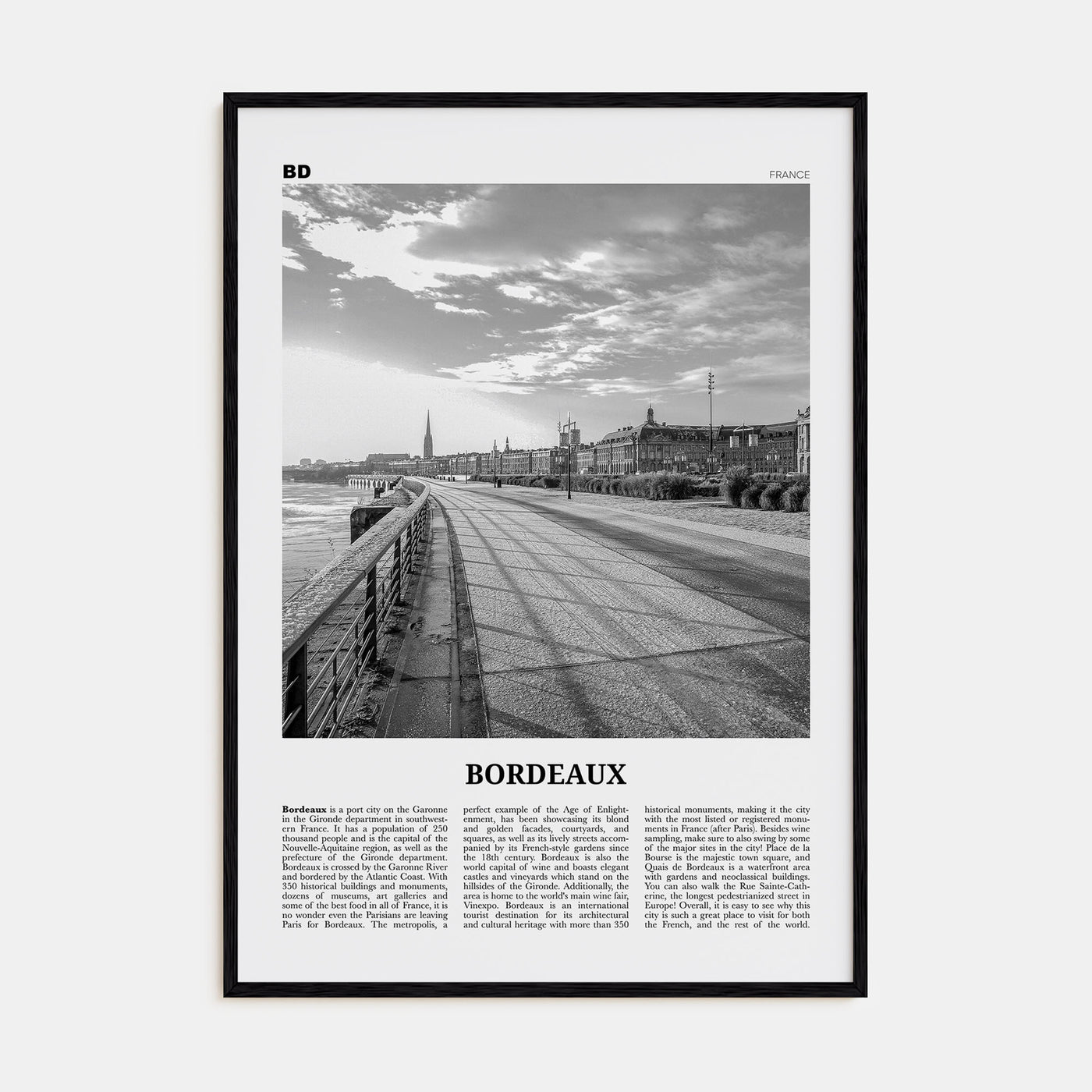 Bordeaux Travel B&W No 2 Poster