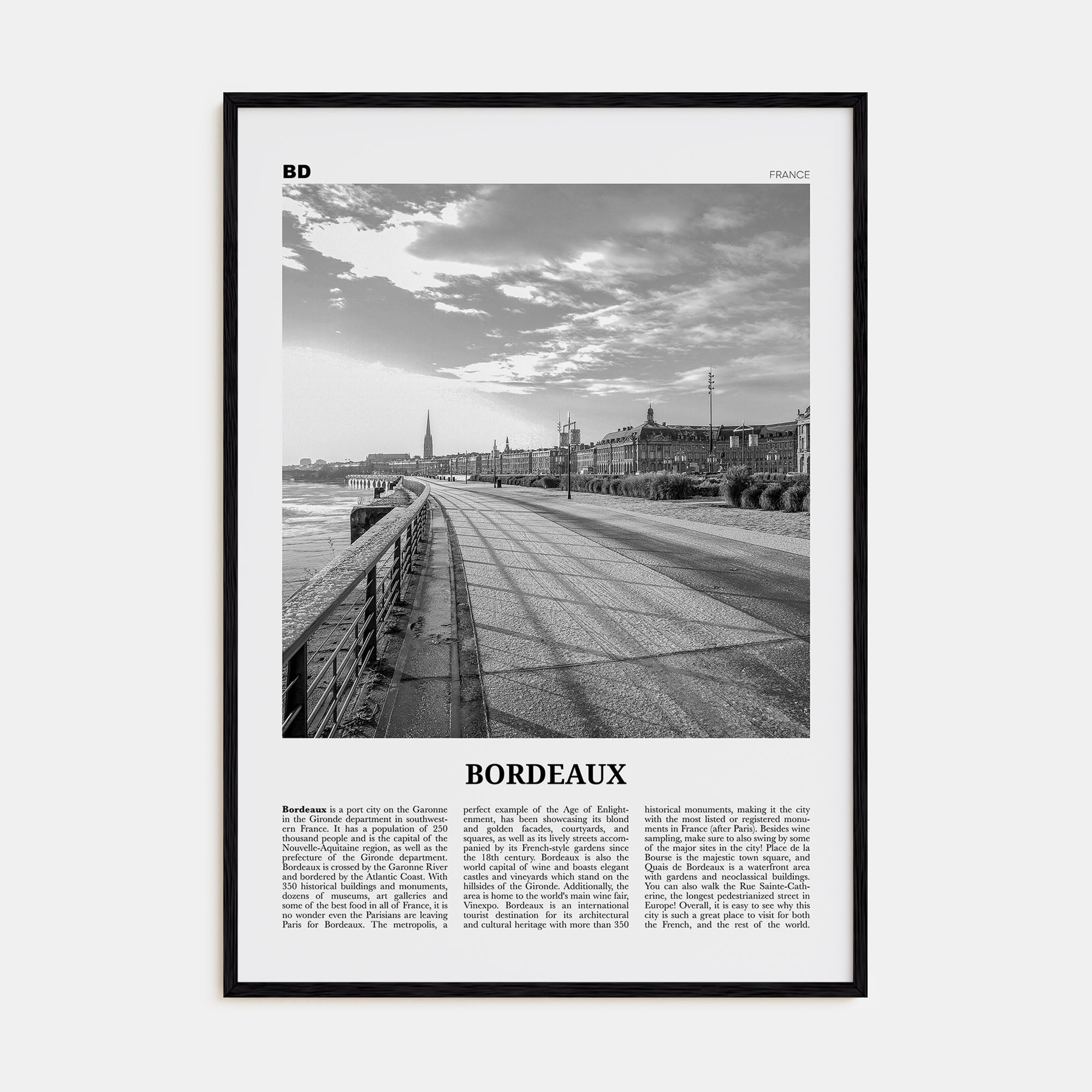 Bordeaux Travel B&W No 2 Poster