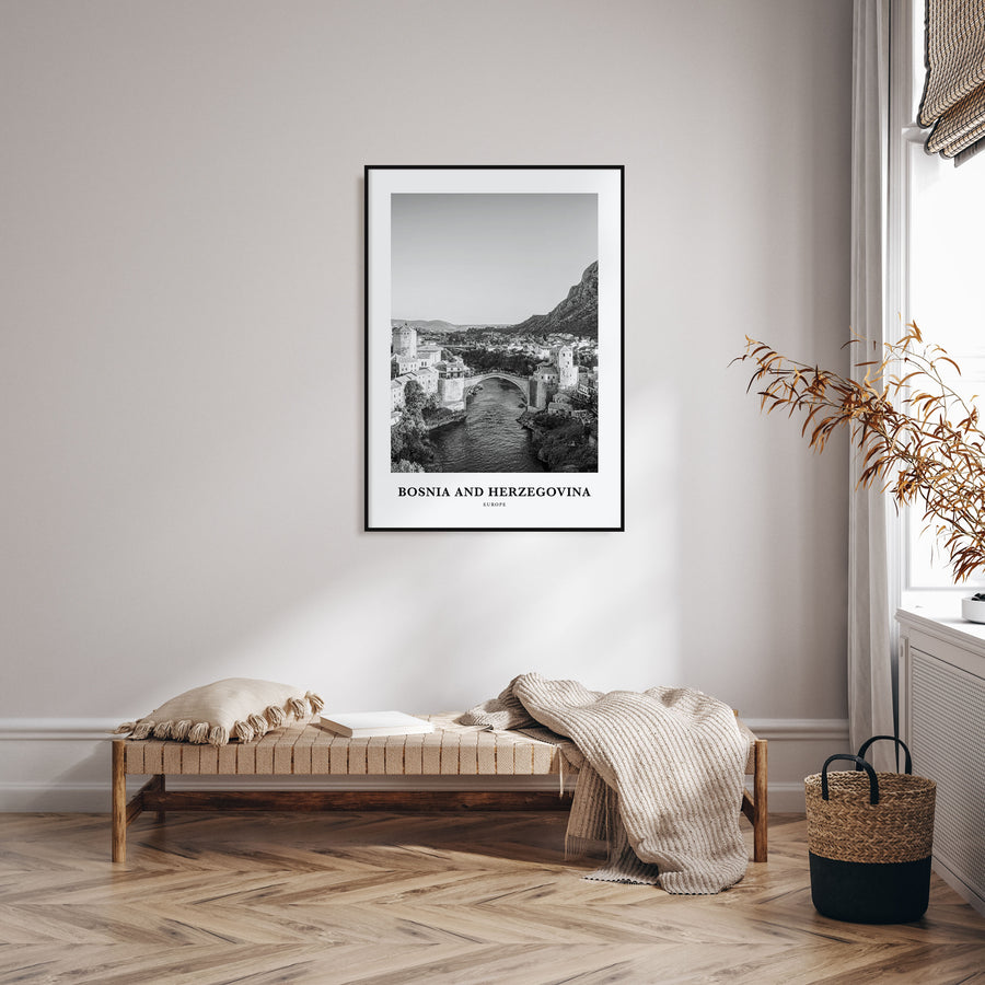 Bosnia and Herzegovina Portrait B&W Poster
