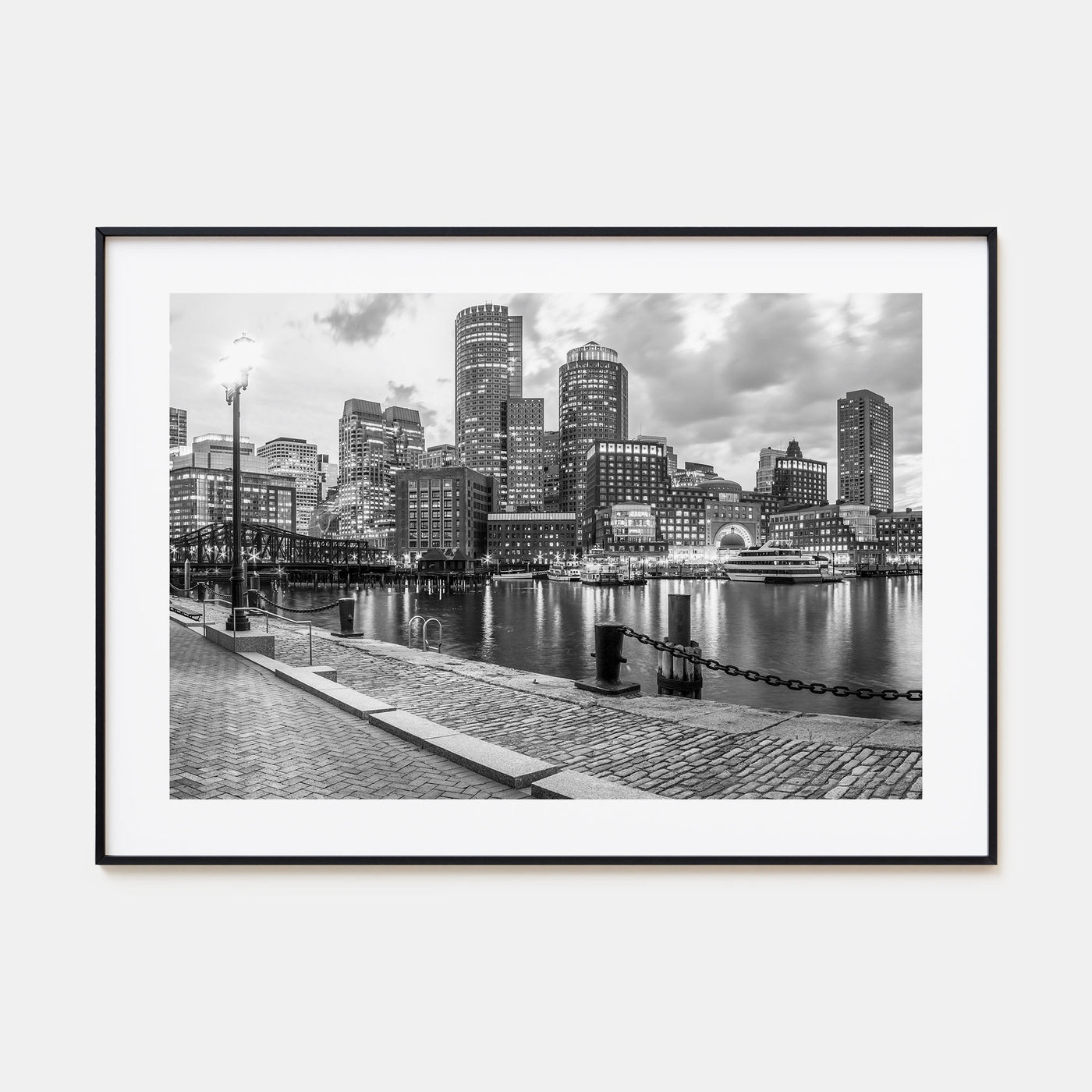 Boston Landscape B&W No 2 Poster