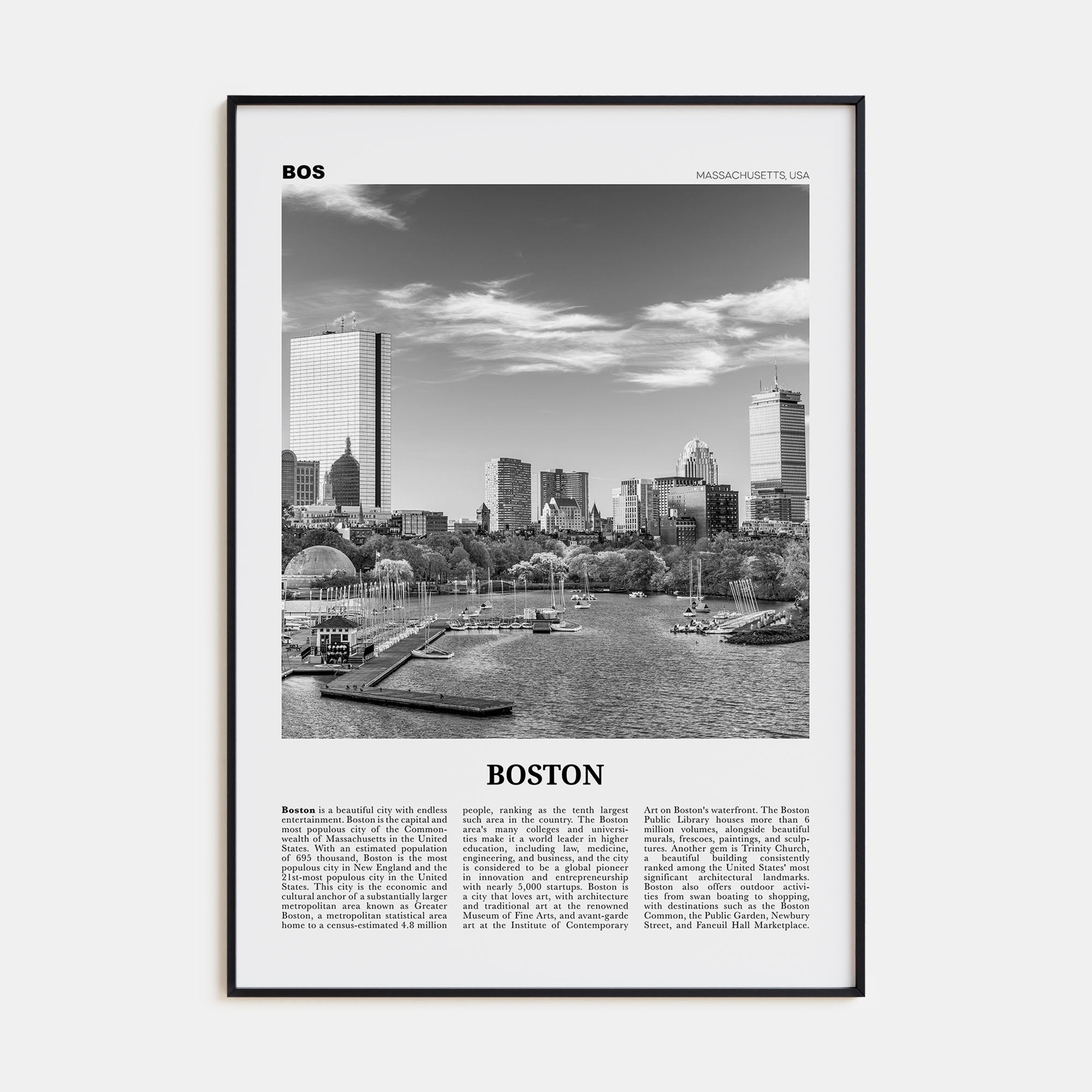 Boston Travel B&W No 2 Poster