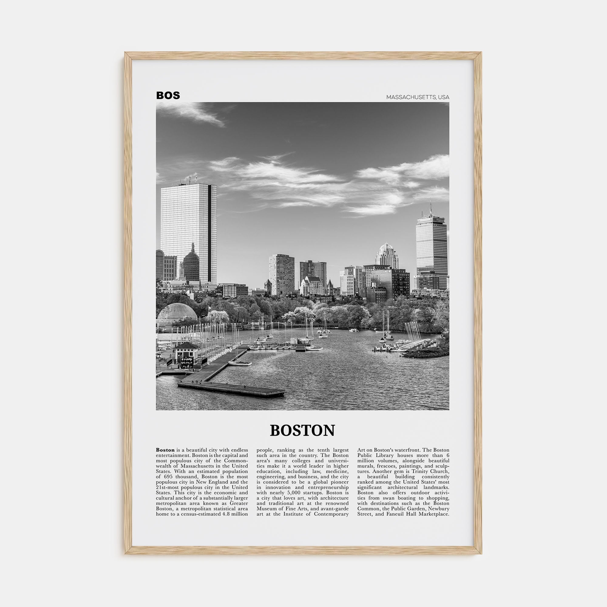Boston Travel B&W No 2 Poster