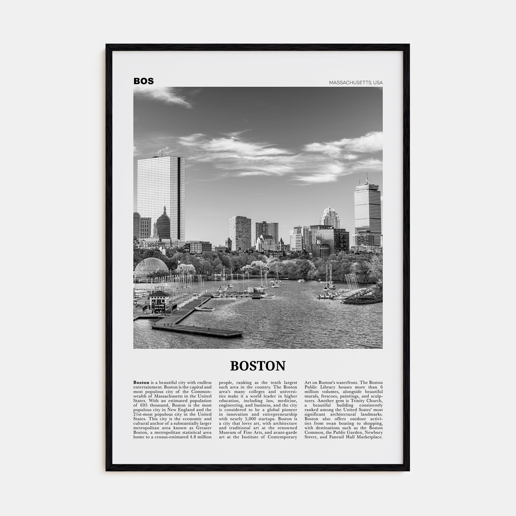 Boston Travel B&W No 2 Poster