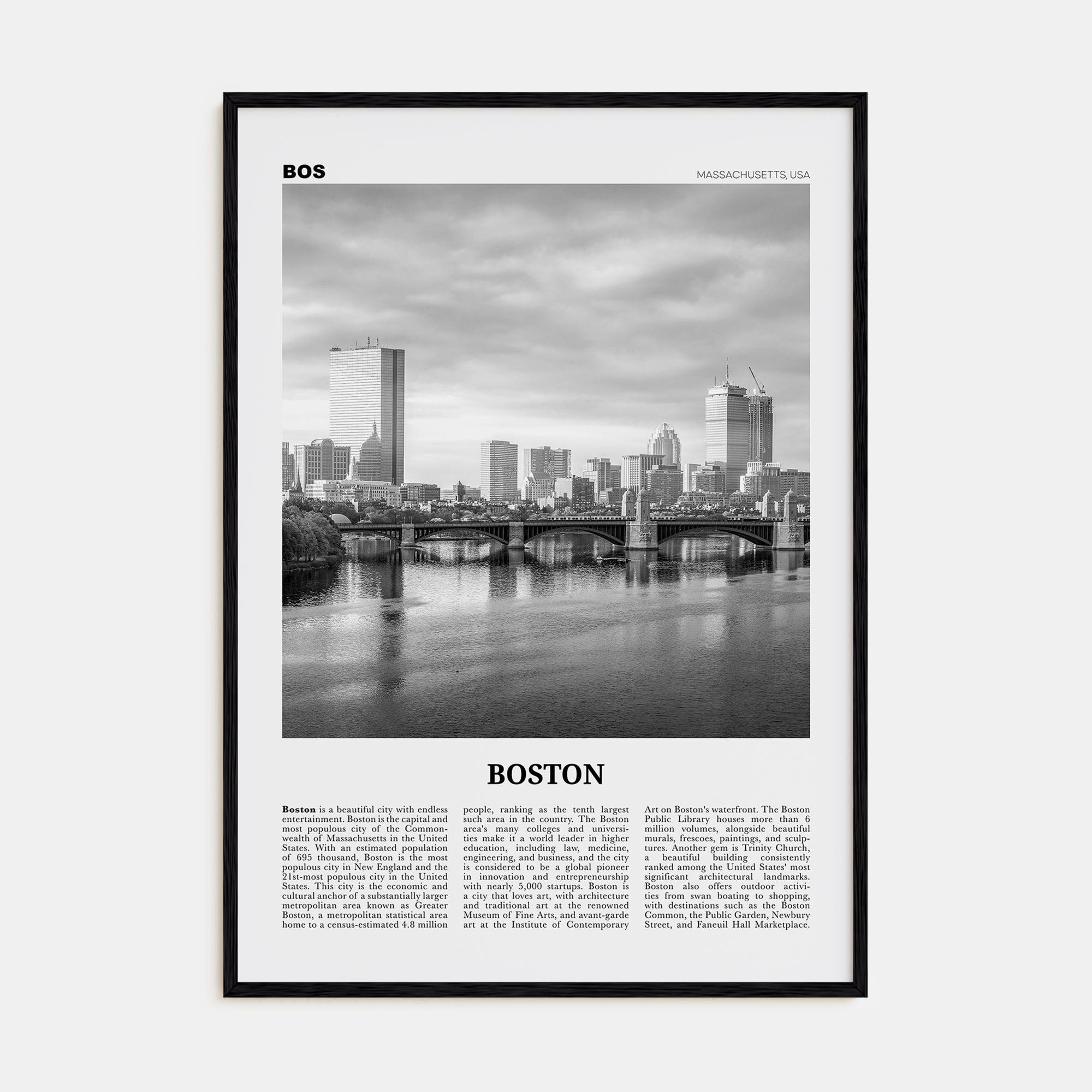 Boston Travel B&W No 5 Poster