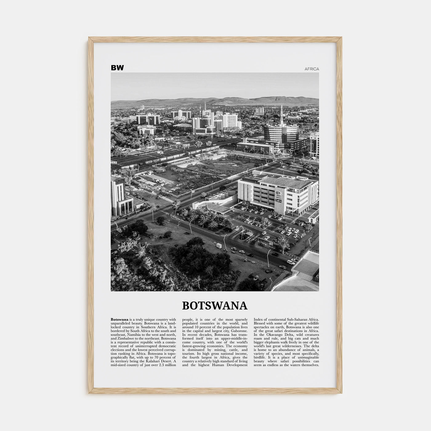 Botswana Travel B&W Poster