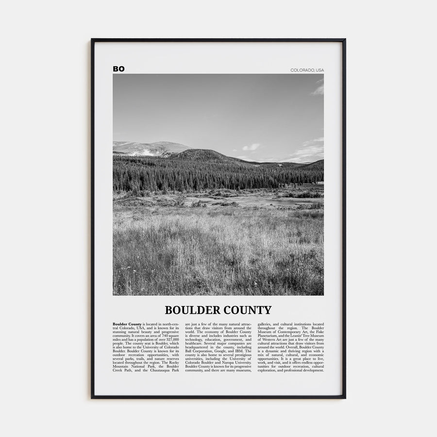 Boulder County Travel B&W Poster