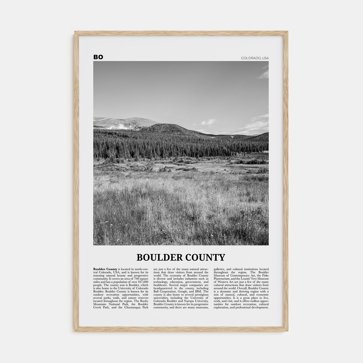 Boulder County Travel B&W Poster