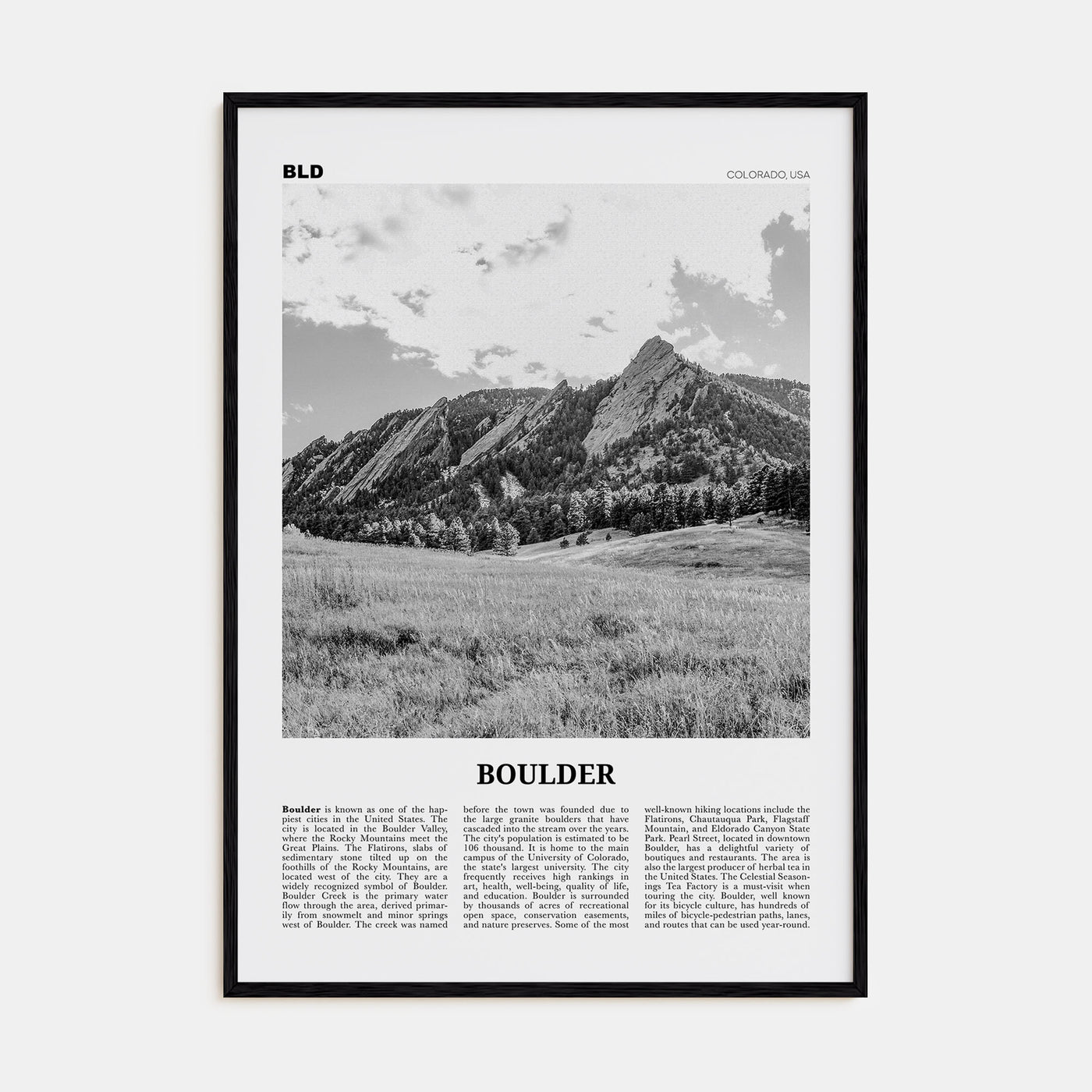 Boulder Travel B&W No 1 Poster
